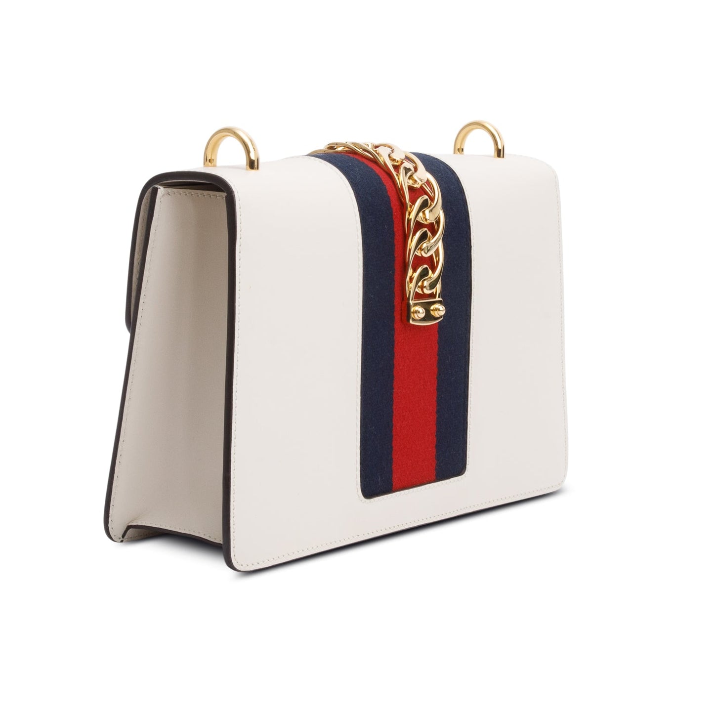 Gucci White Calfskin Leather Small Sylvie Shoulder Bag