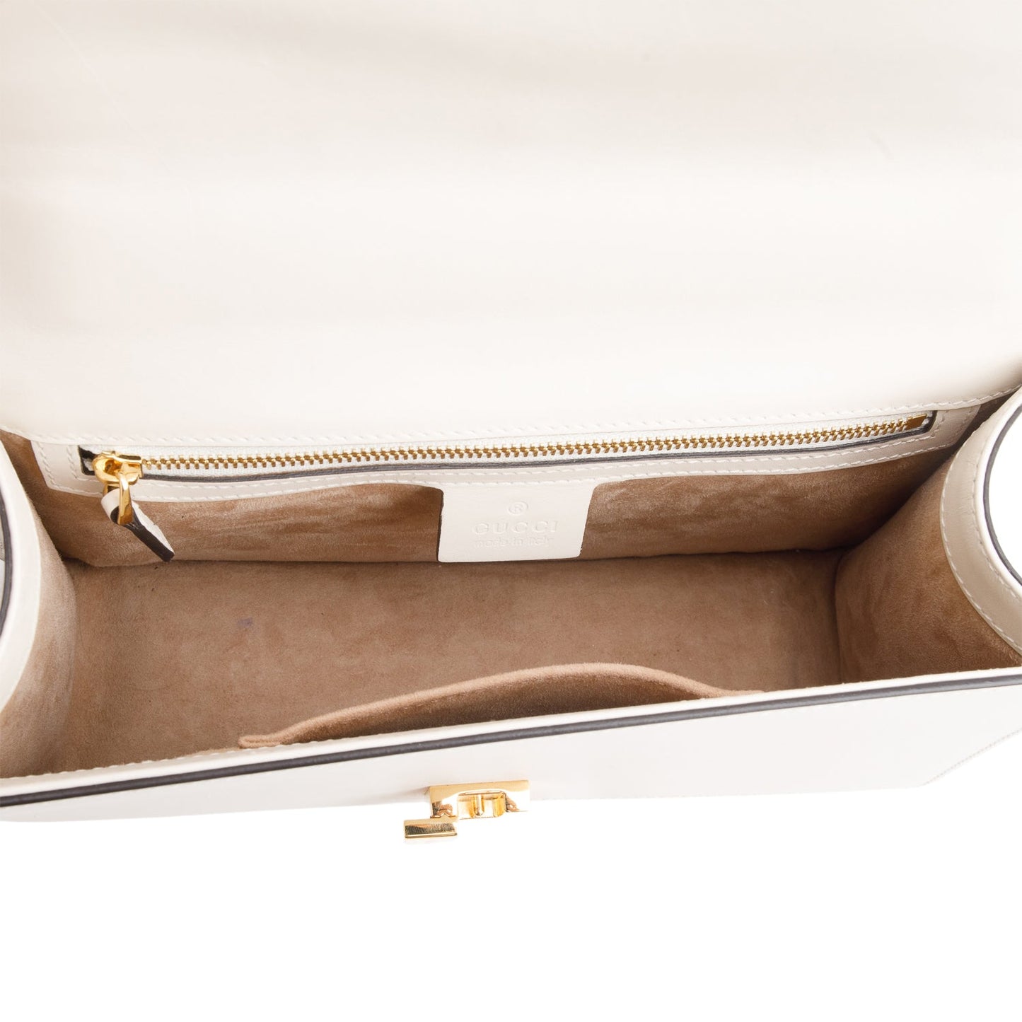 Gucci White Calfskin Leather Small Sylvie Shoulder Bag