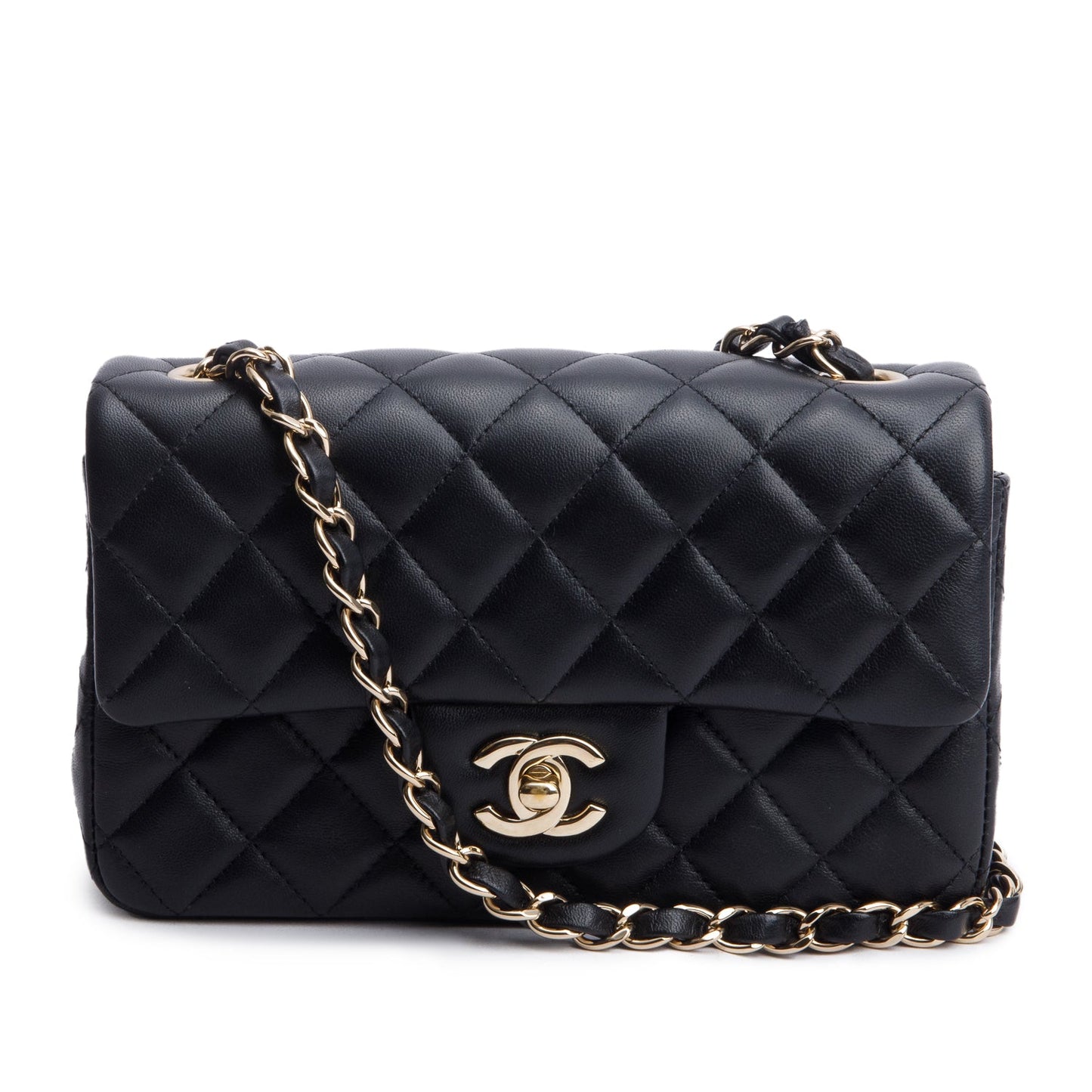 Chanel Black Lambskin Quilted Mini Rectangular Flap Bag