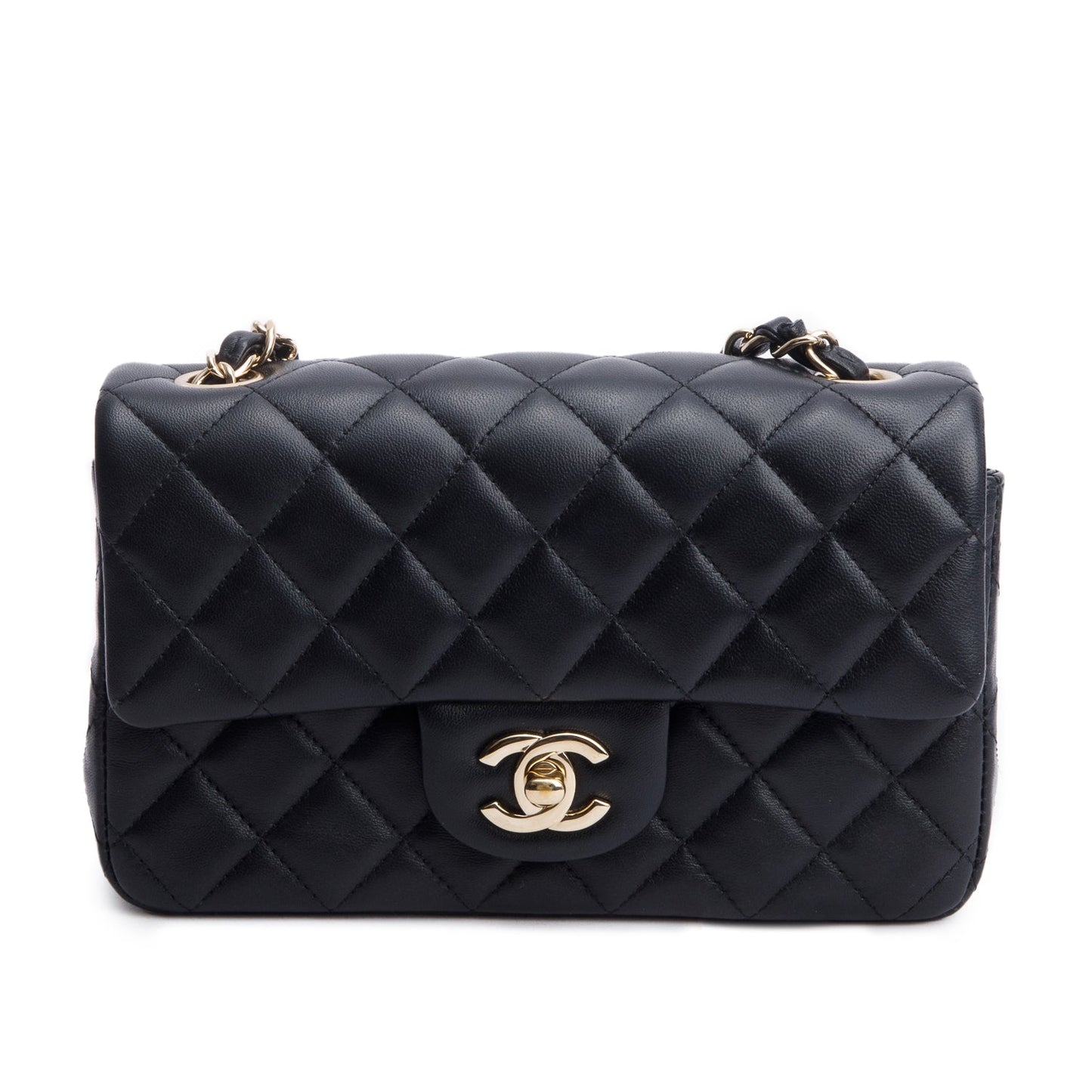 Chanel Black Lambskin Quilted Mini Rectangular Flap Bag