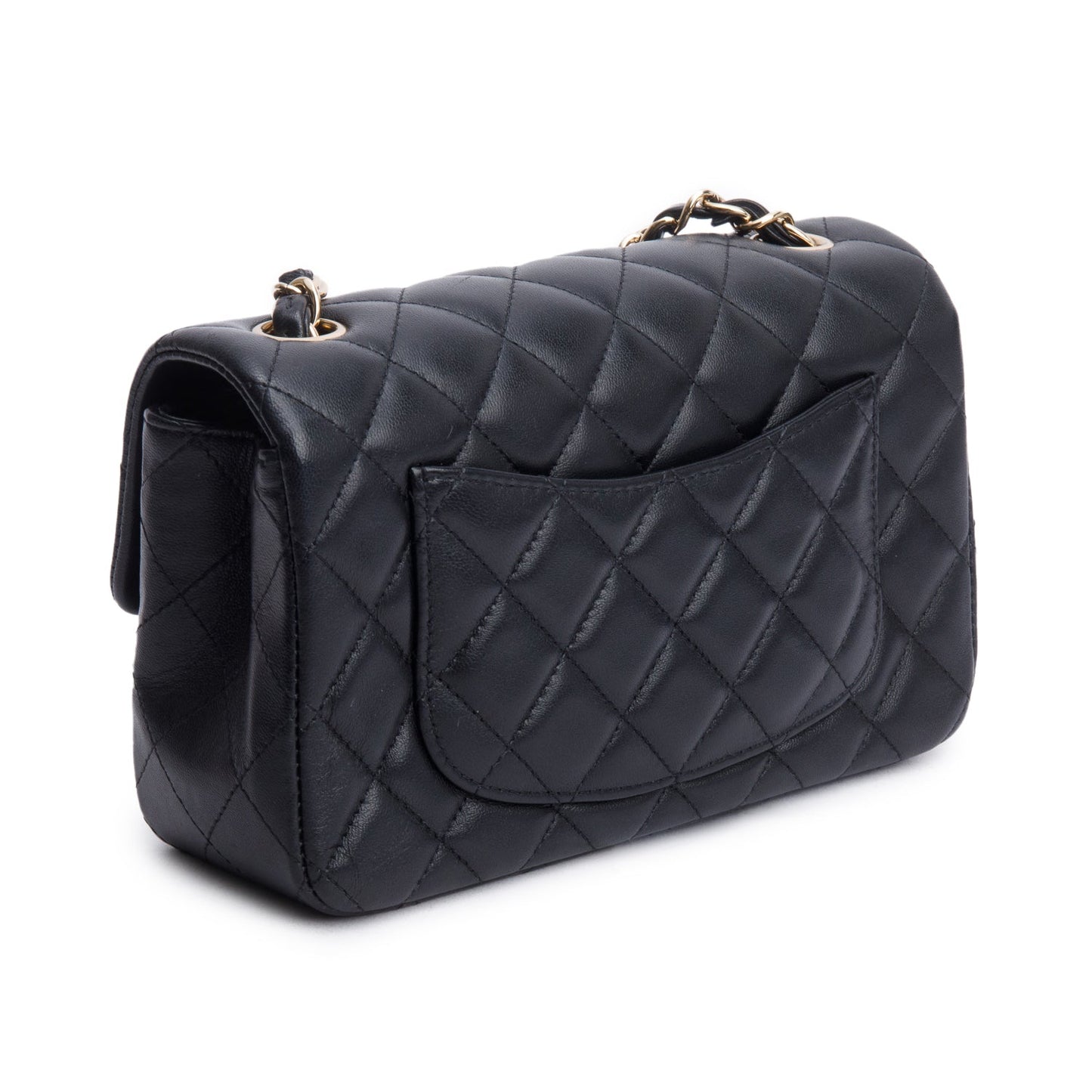 Chanel Black Lambskin Quilted Mini Rectangular Flap Bag