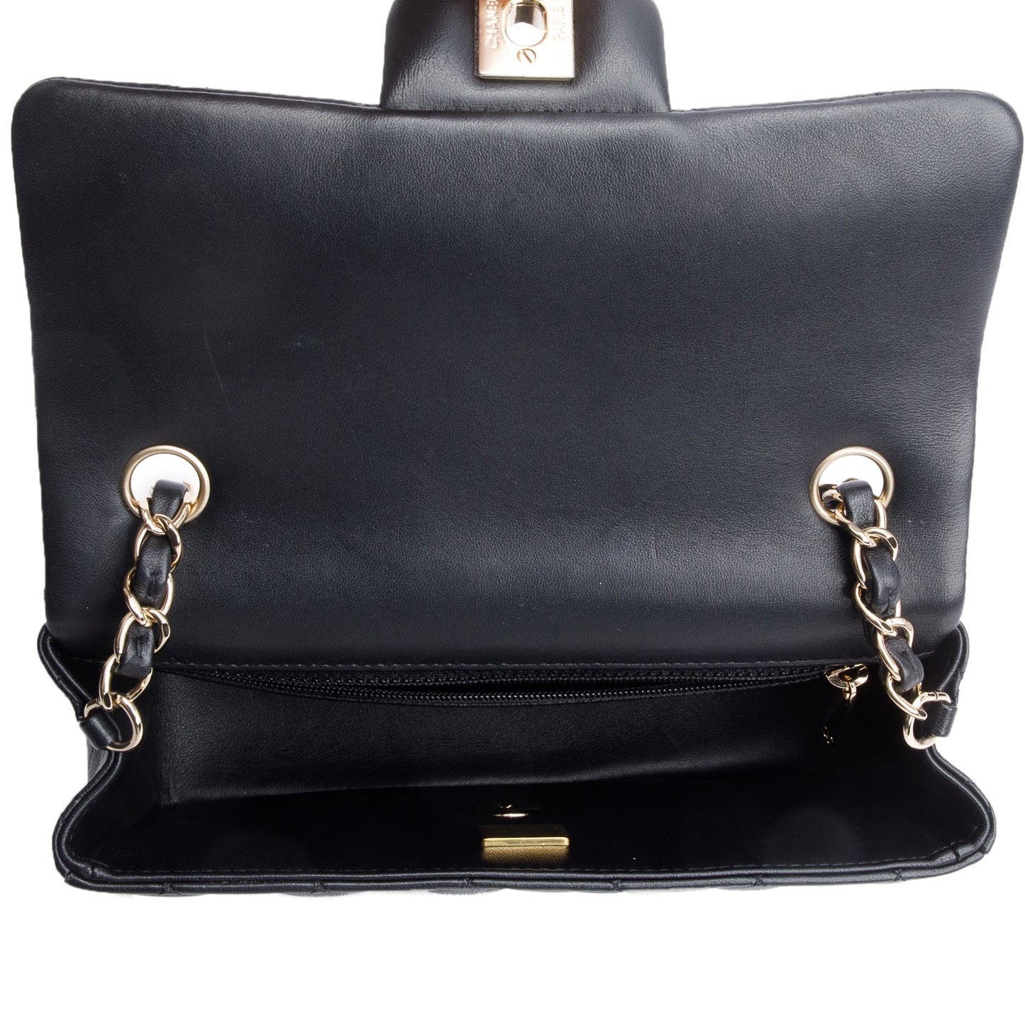 Chanel Black Lambskin Quilted Mini Rectangular Flap Bag