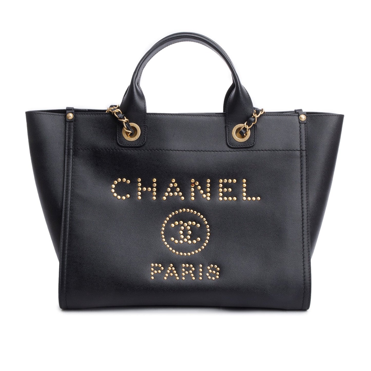 Chanel Black Caviar Small Studded Deauville Tote
