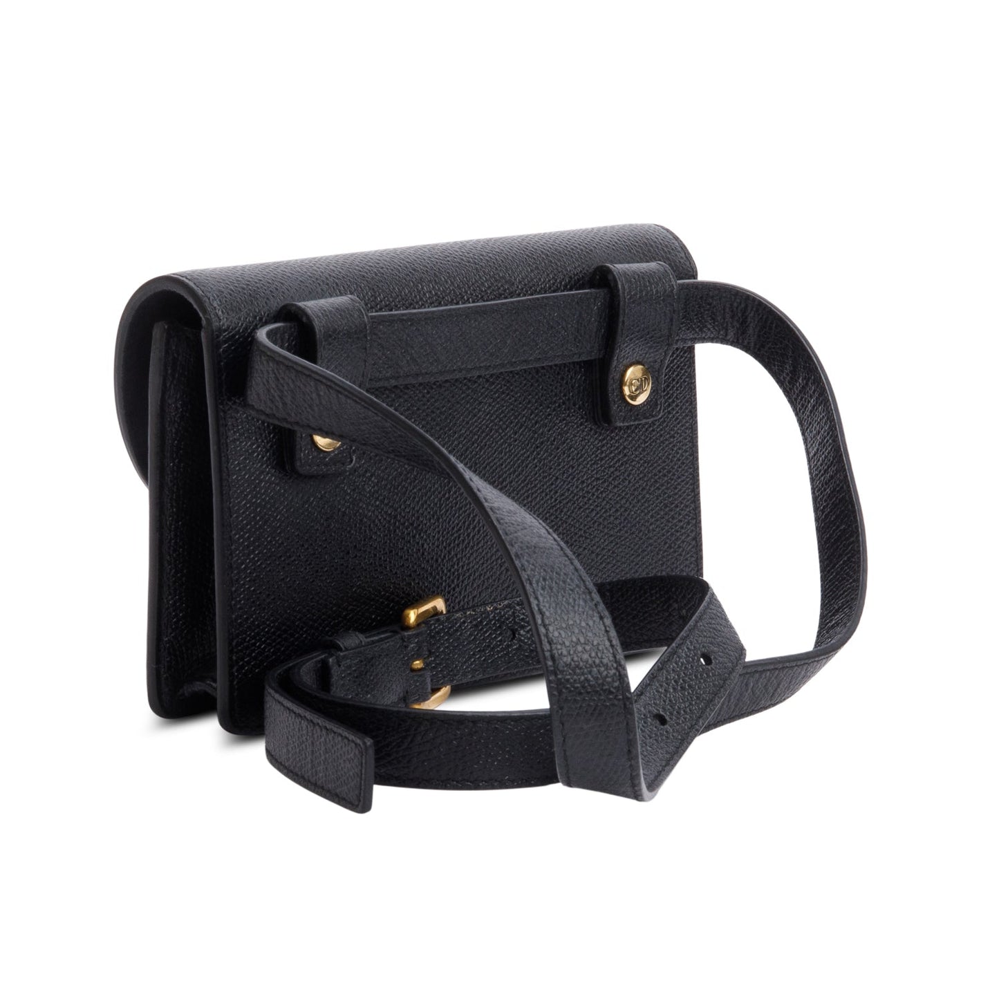 Christian Dior Black Grained Calfskin Saddle Belt Bag