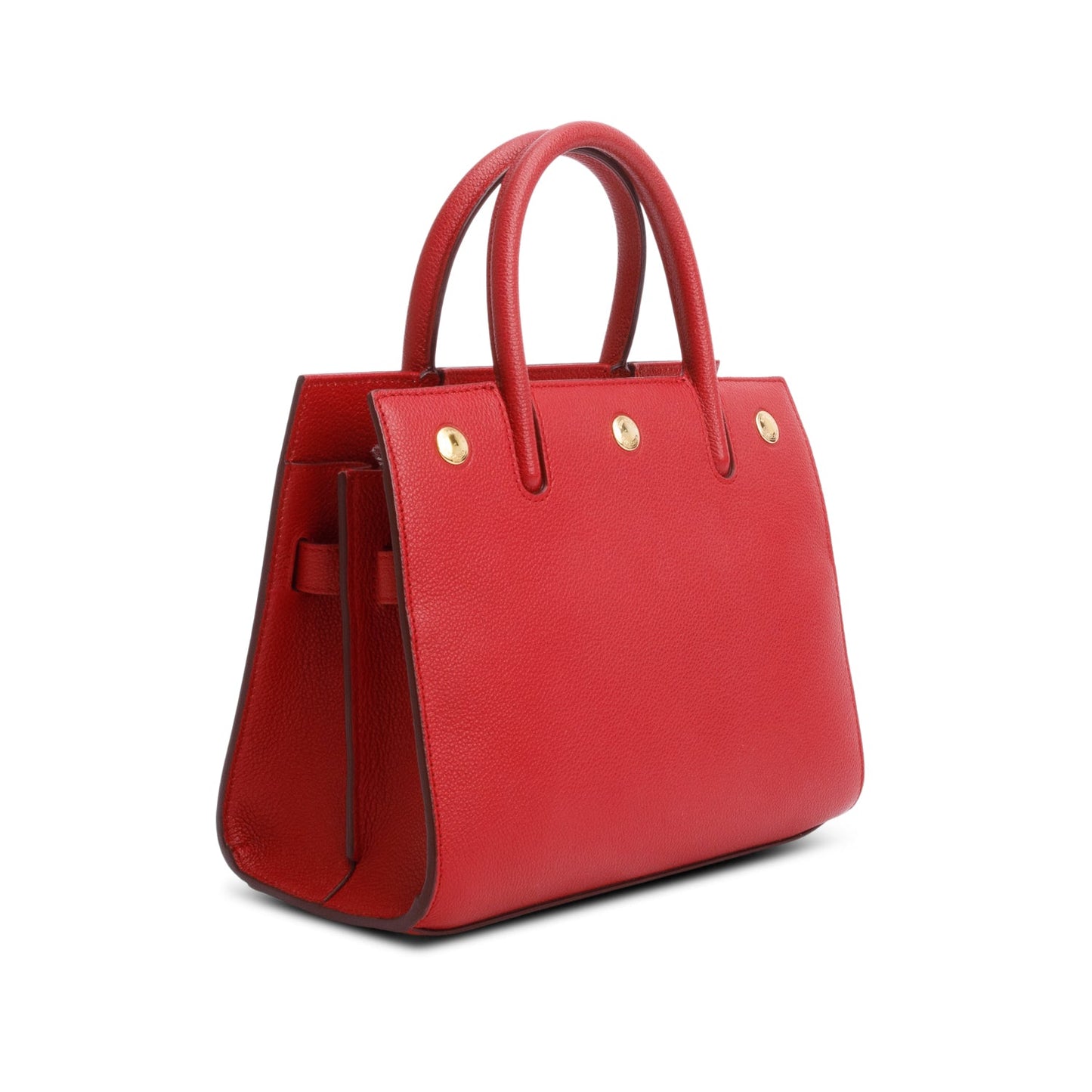 Burberry Red Grainy Calfskin Mini Title Top Handle Bag