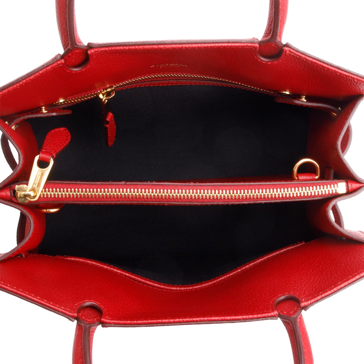 Burberry Red Grainy Calfskin Mini Title Top Handle Bag