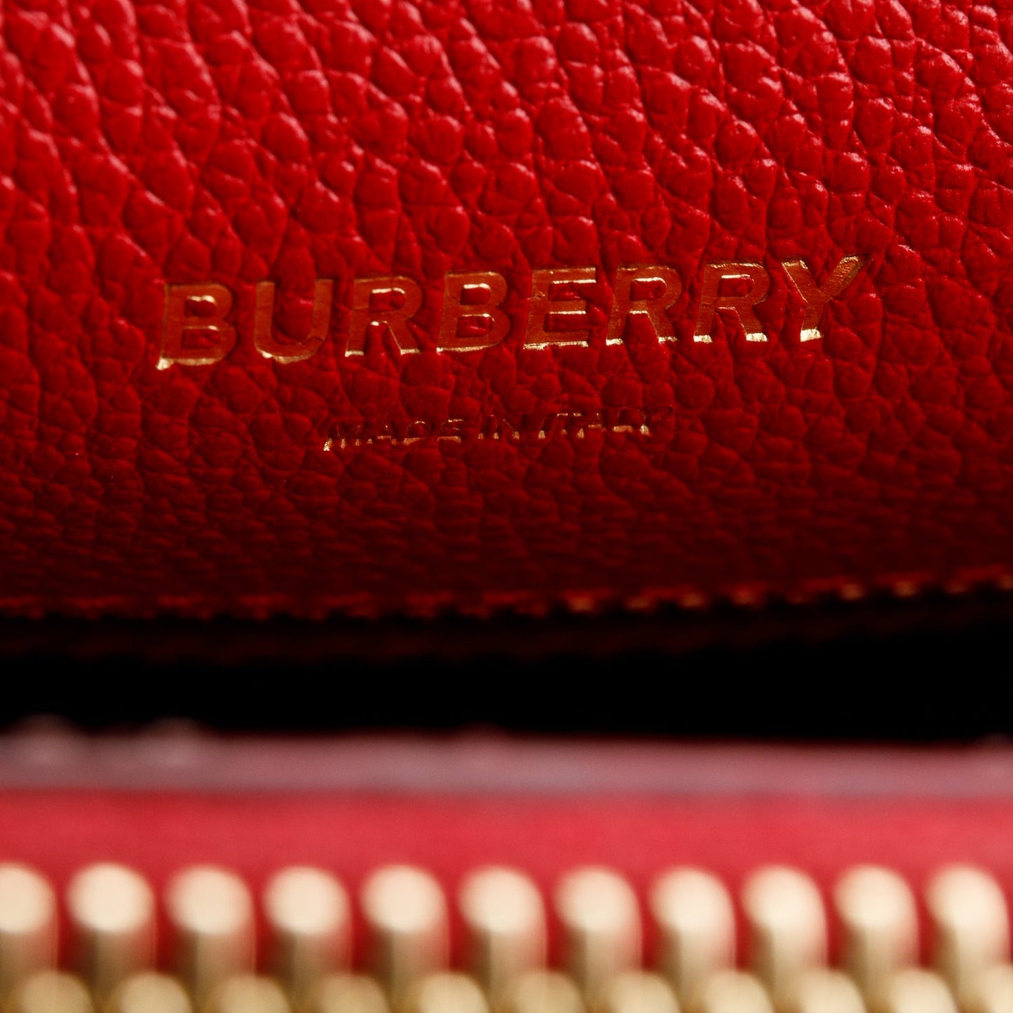 Burberry Red Grainy Calfskin Mini Title Top Handle Bag