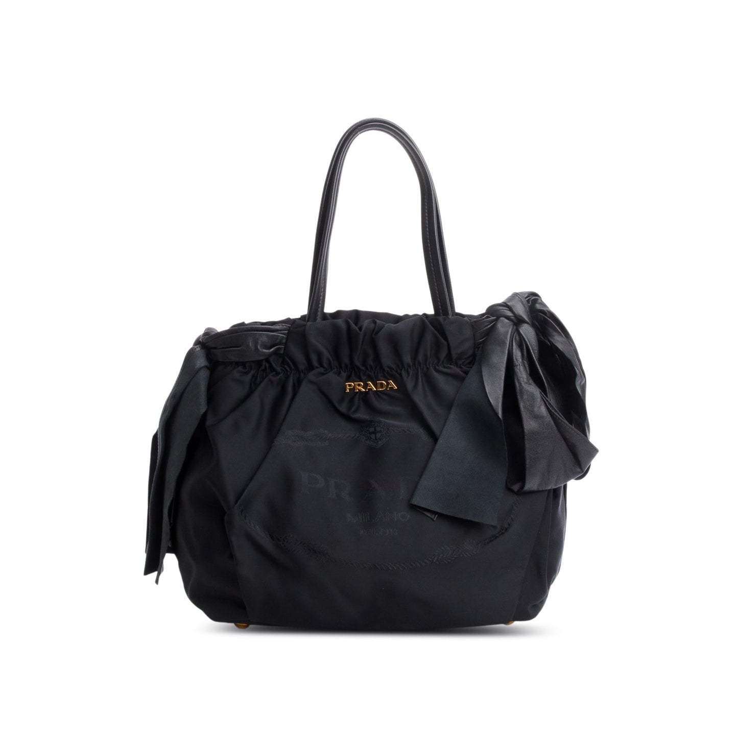 Prada Black Tessuto Bow Nylon Tote Bag
