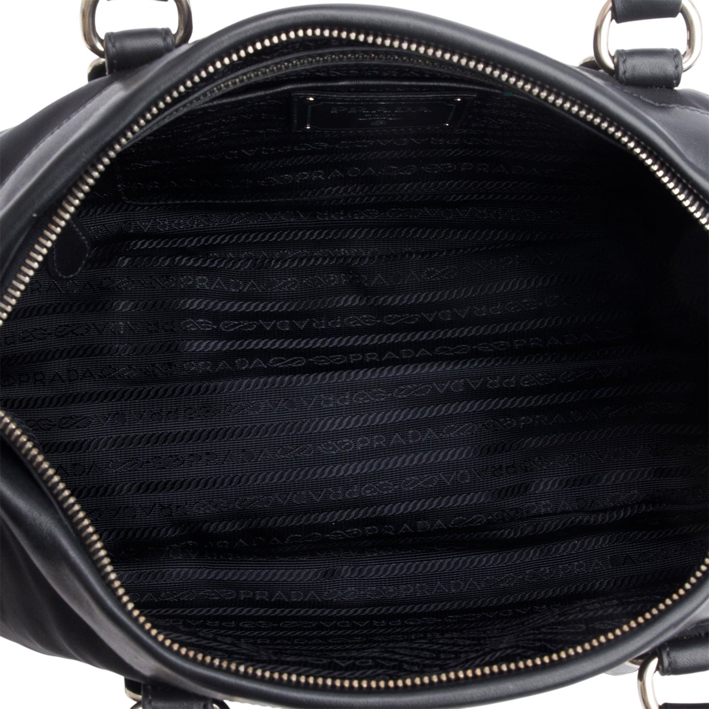 Prada Black Nylon Tessuto Solf Calf Tote