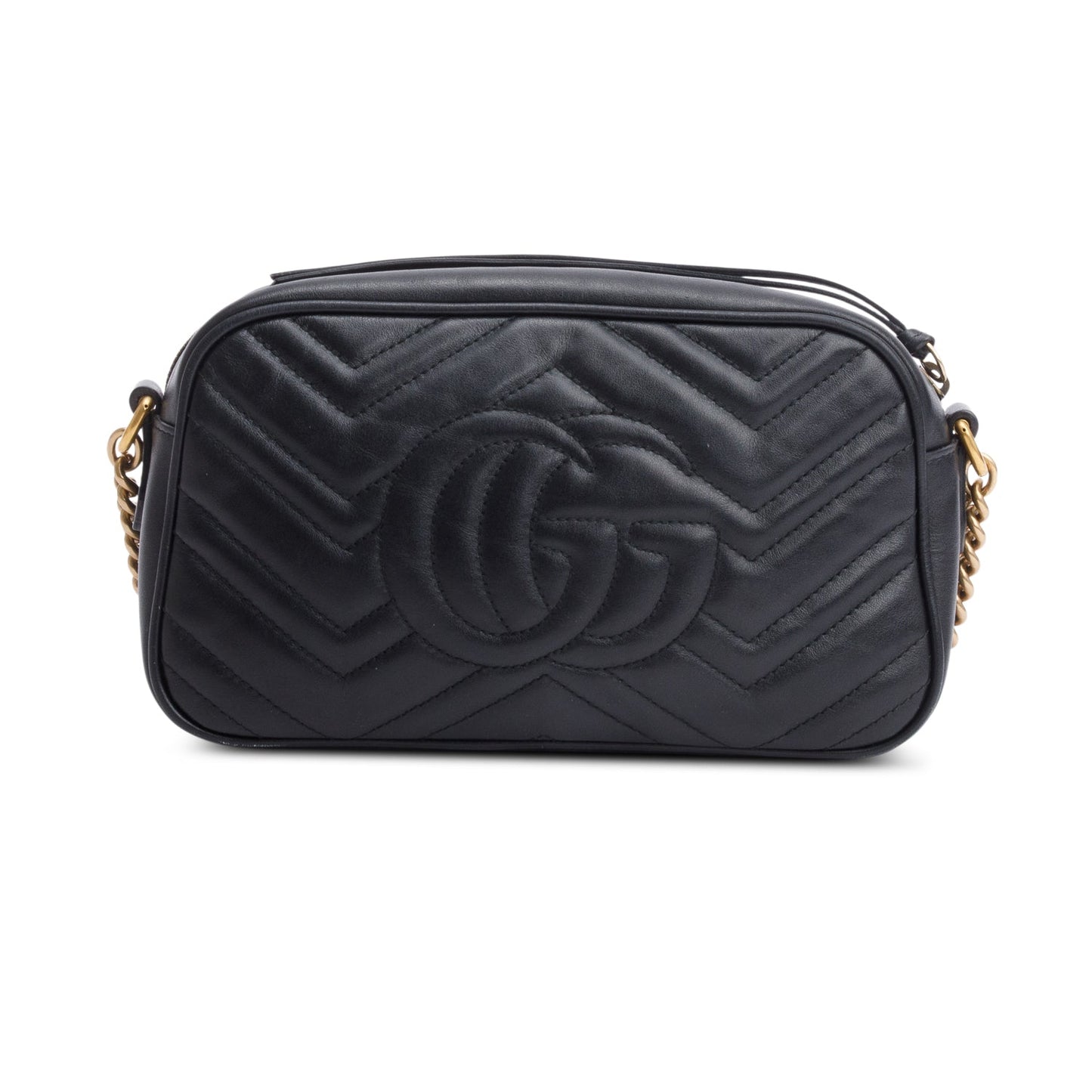 Gucci Black Matelasse Leather GG Marmont Small Camera Bag