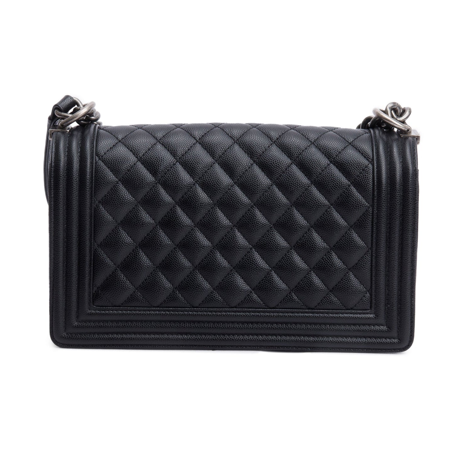 Chanel Black Caviar Quilted Medium Boy Bag