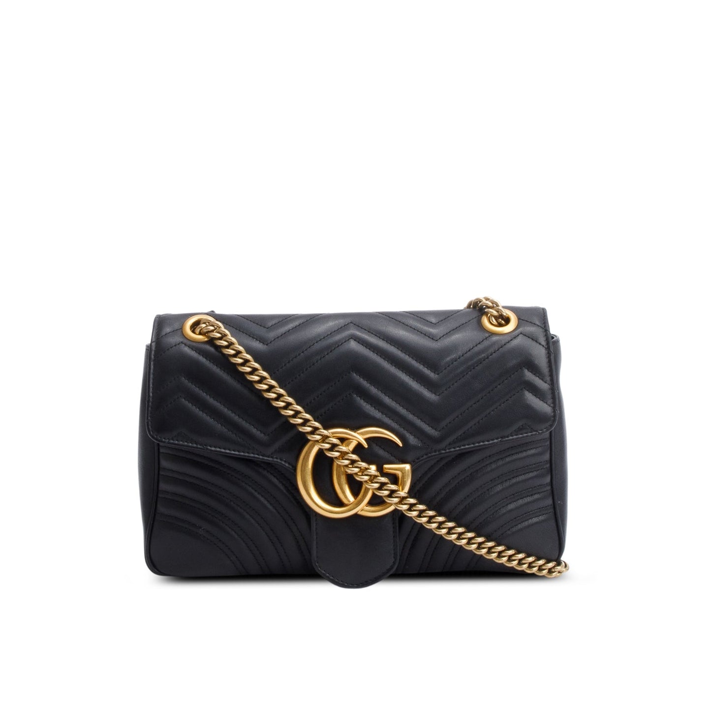 Gucci Black Leather Marmont Large Shoulder Bag