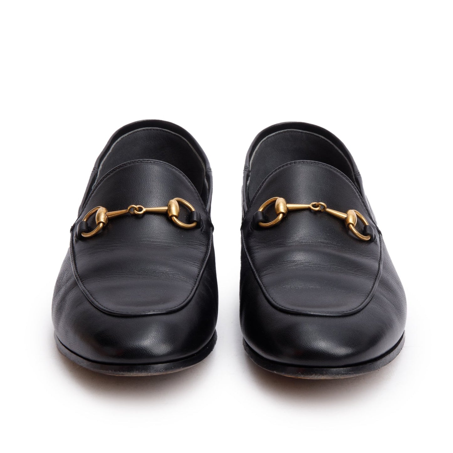 Gucci Black Calfskin Leather Horsebit Accent Loafers, Size 38