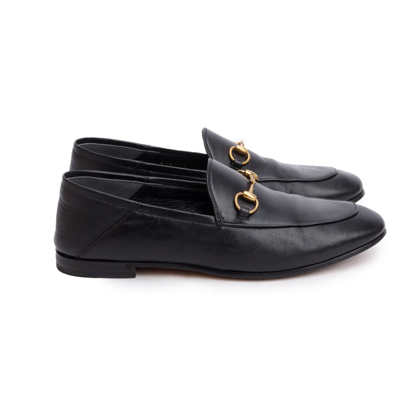 Gucci Black Calfskin Leather Horsebit Accent Loafers, Size 38