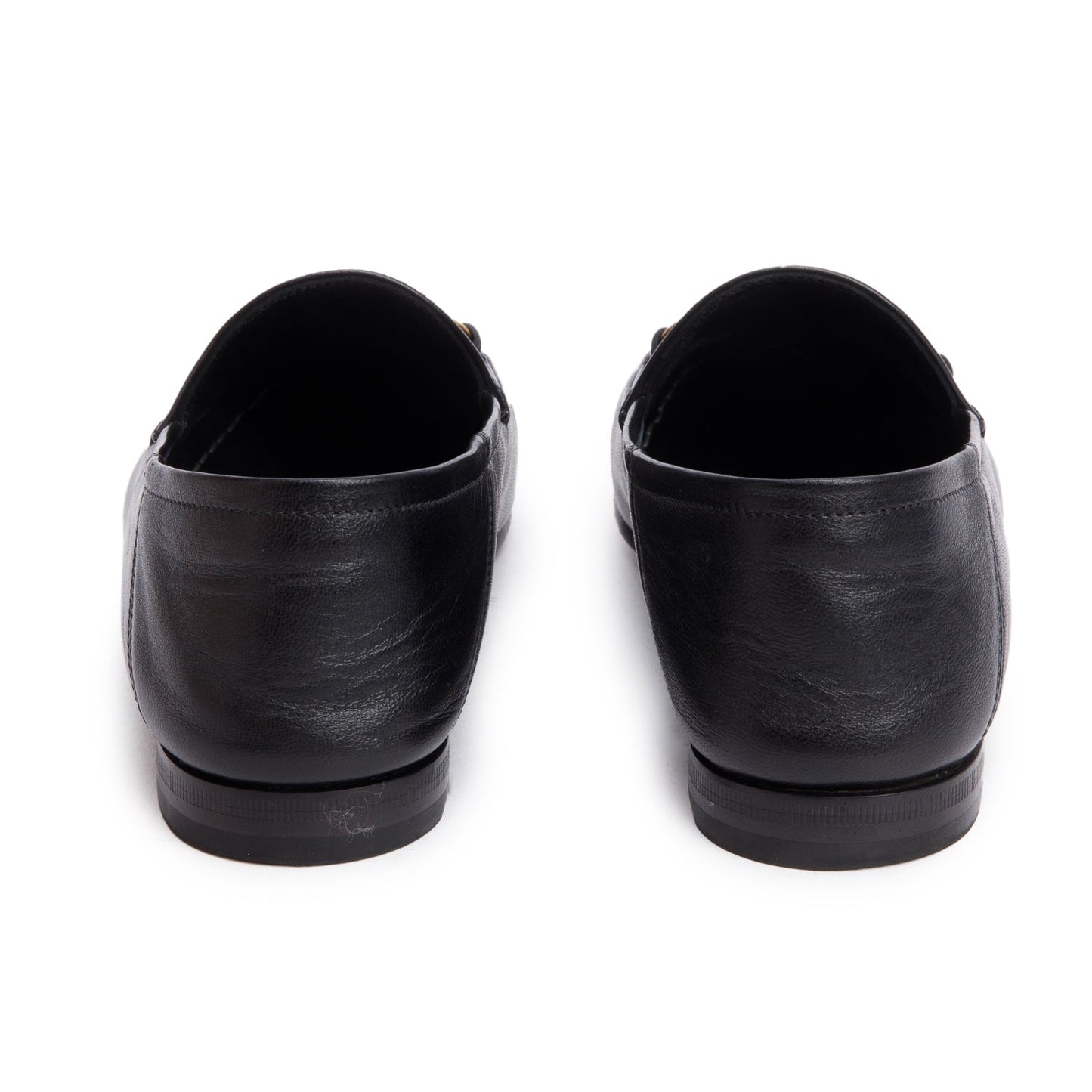 Gucci Black Calfskin Leather Horsebit Accent Loafers, Size 38