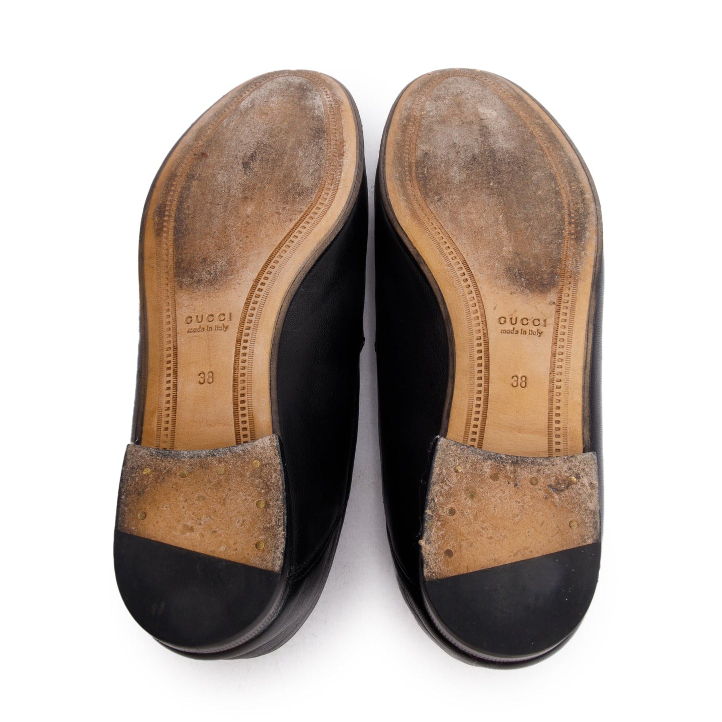 Gucci Black Calfskin Leather Horsebit Accent Loafers, Size 38