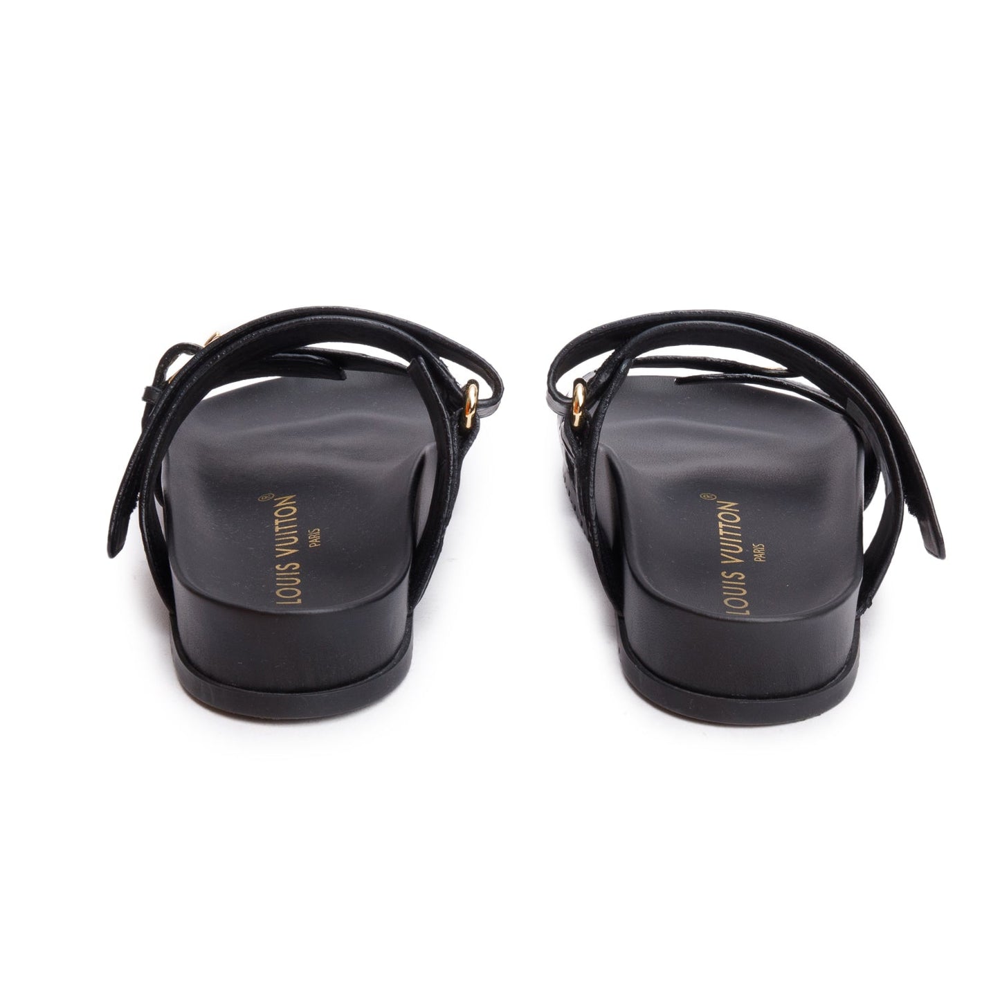 Louis Vuitton 2023 Black Monogram Embossed Leather Bom Dia Comfort Mule, Size 36