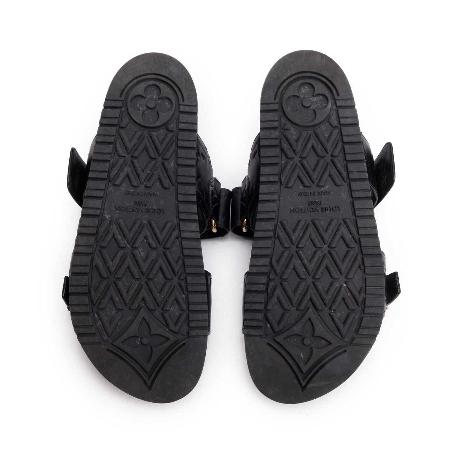 Louis Vuitton 2023 Black Monogram Embossed Leather Bom Dia Comfort Mule, Size 36