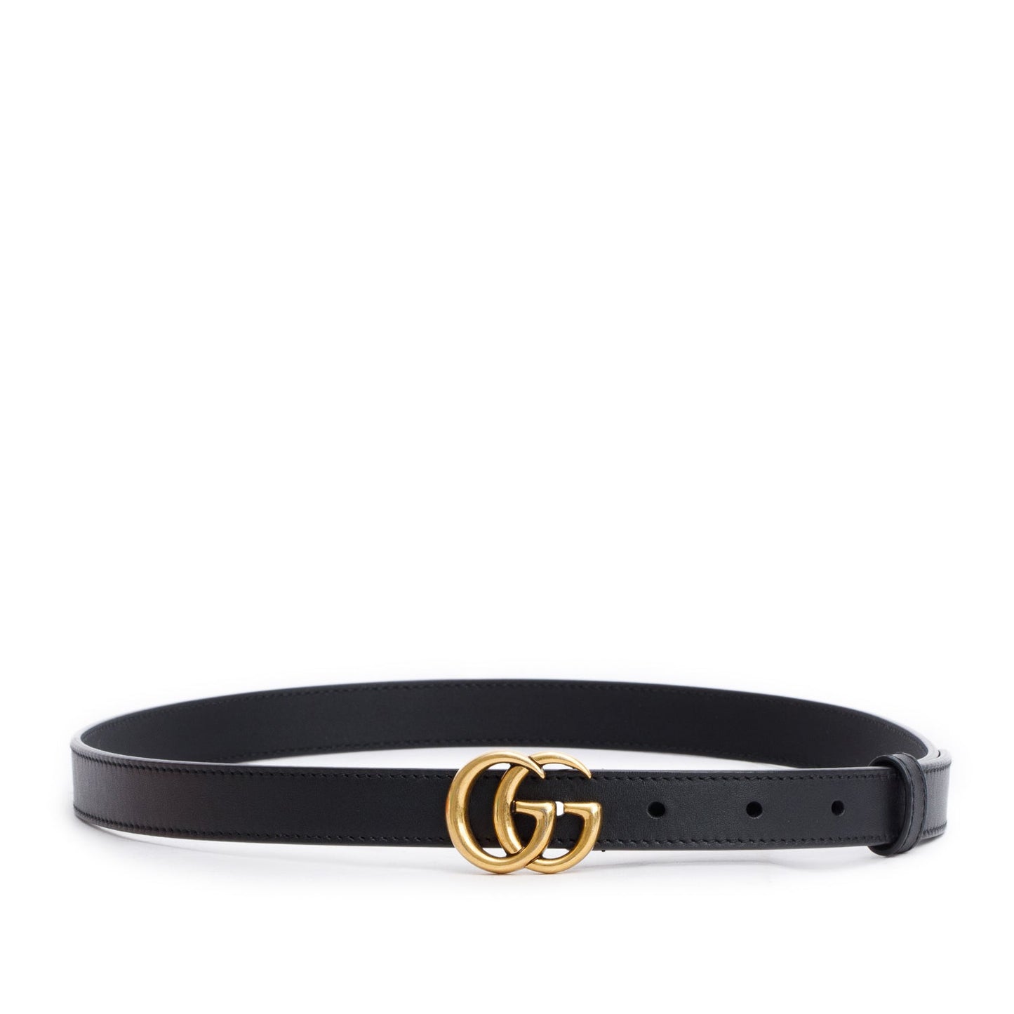 Gucci Black Leather GG Marmont Thin Belt, 80 32
