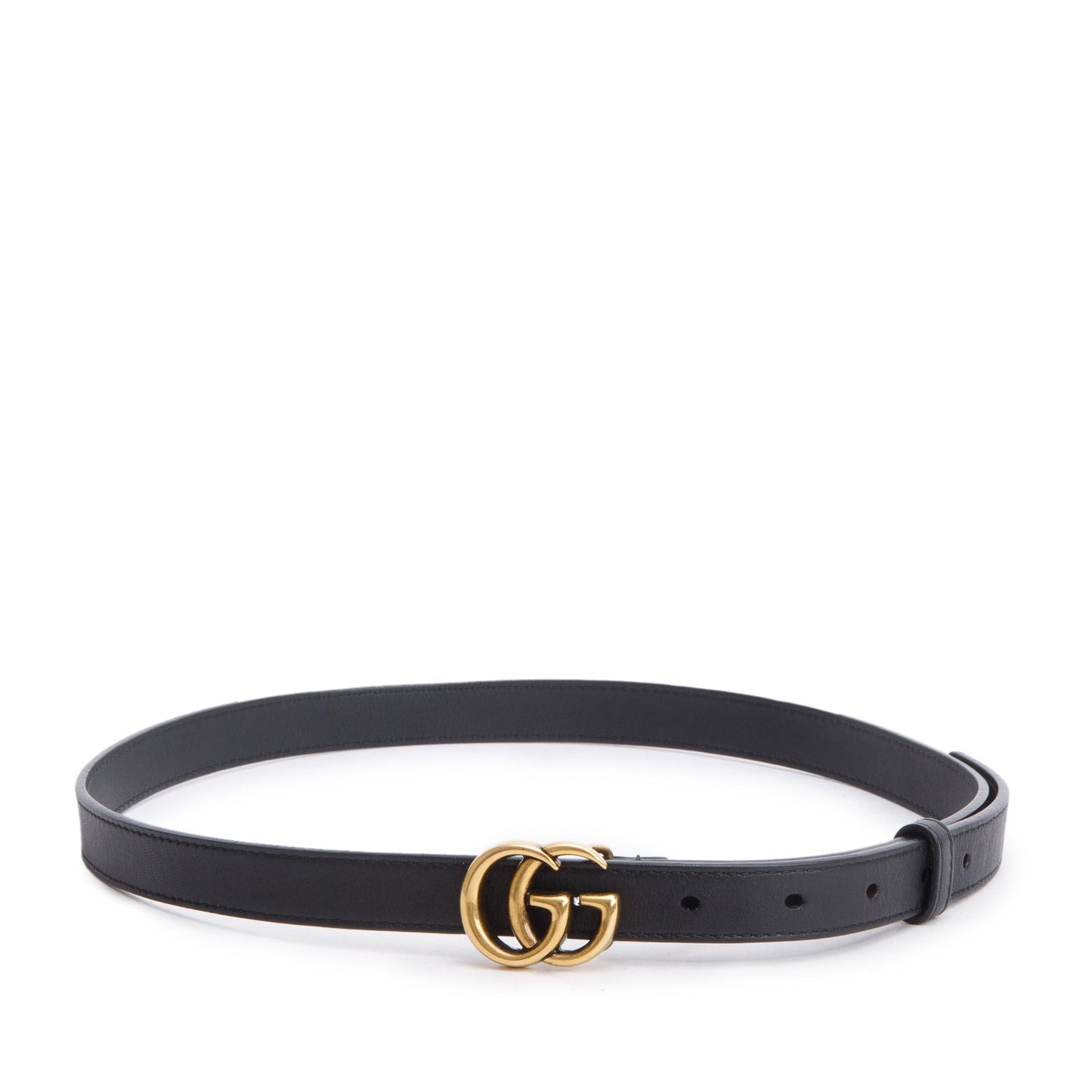Gucci Black Leather GG Marmont Thin Belt, 85 34