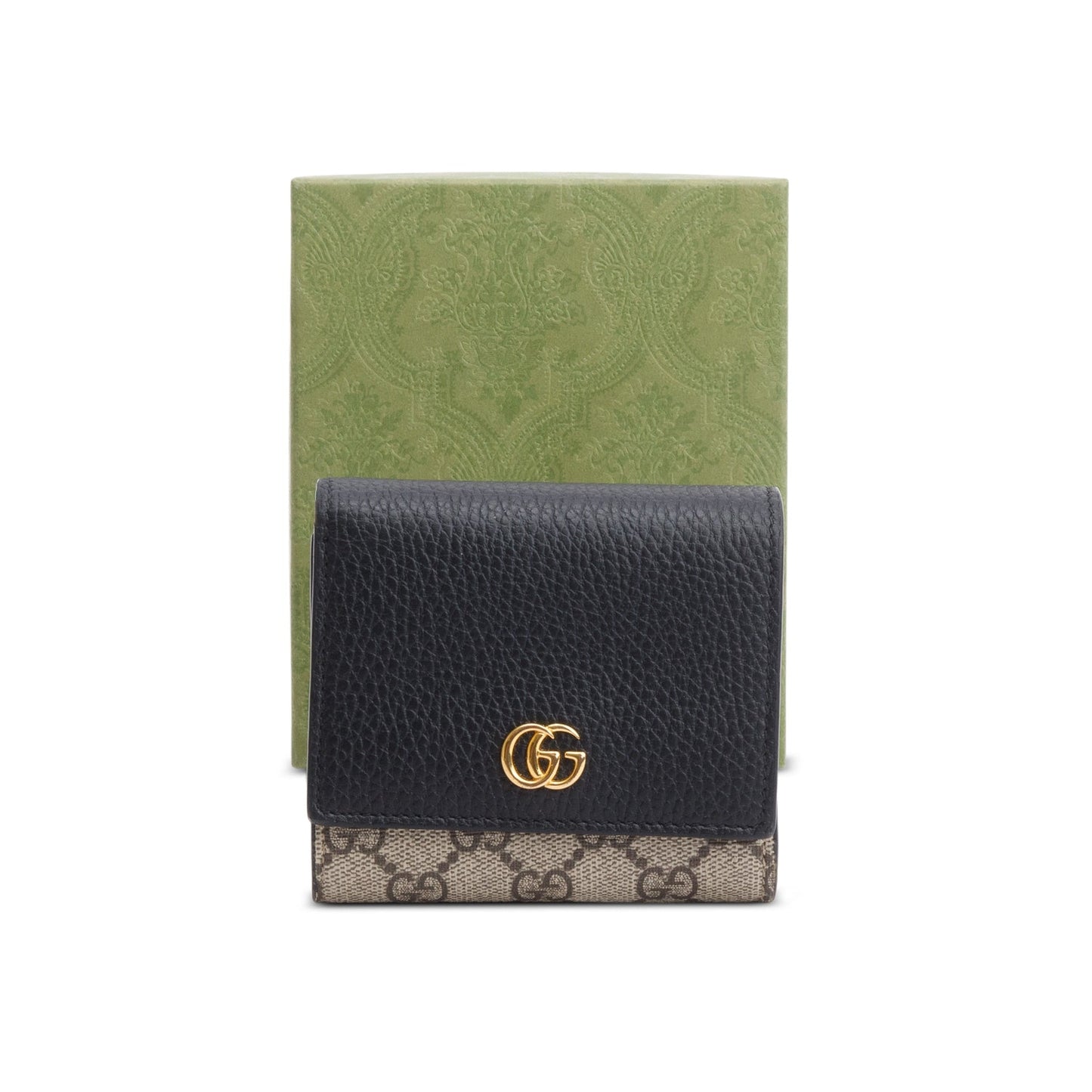 Gucci GG Supreme Canvas & Black Leather GG Marmont Wallet
