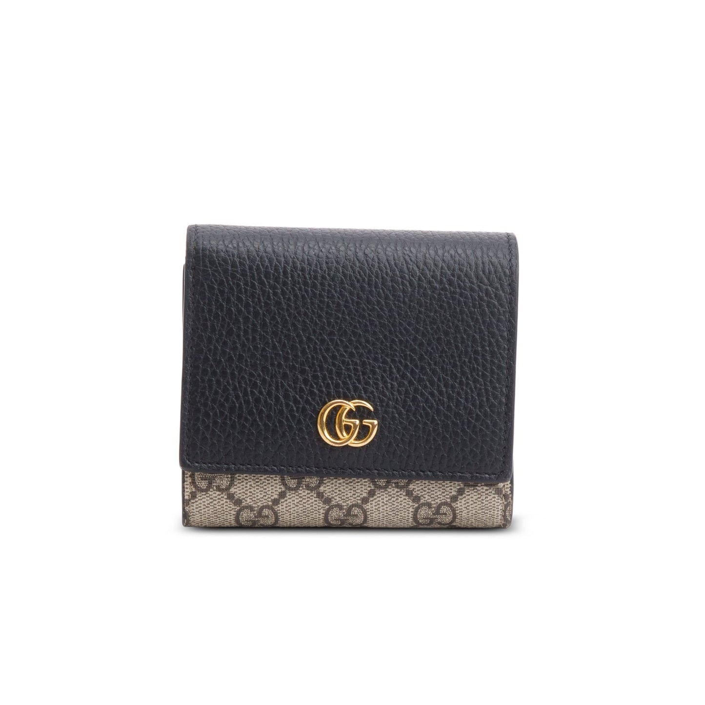 Gucci GG Supreme Canvas & Black Leather GG Marmont Wallet