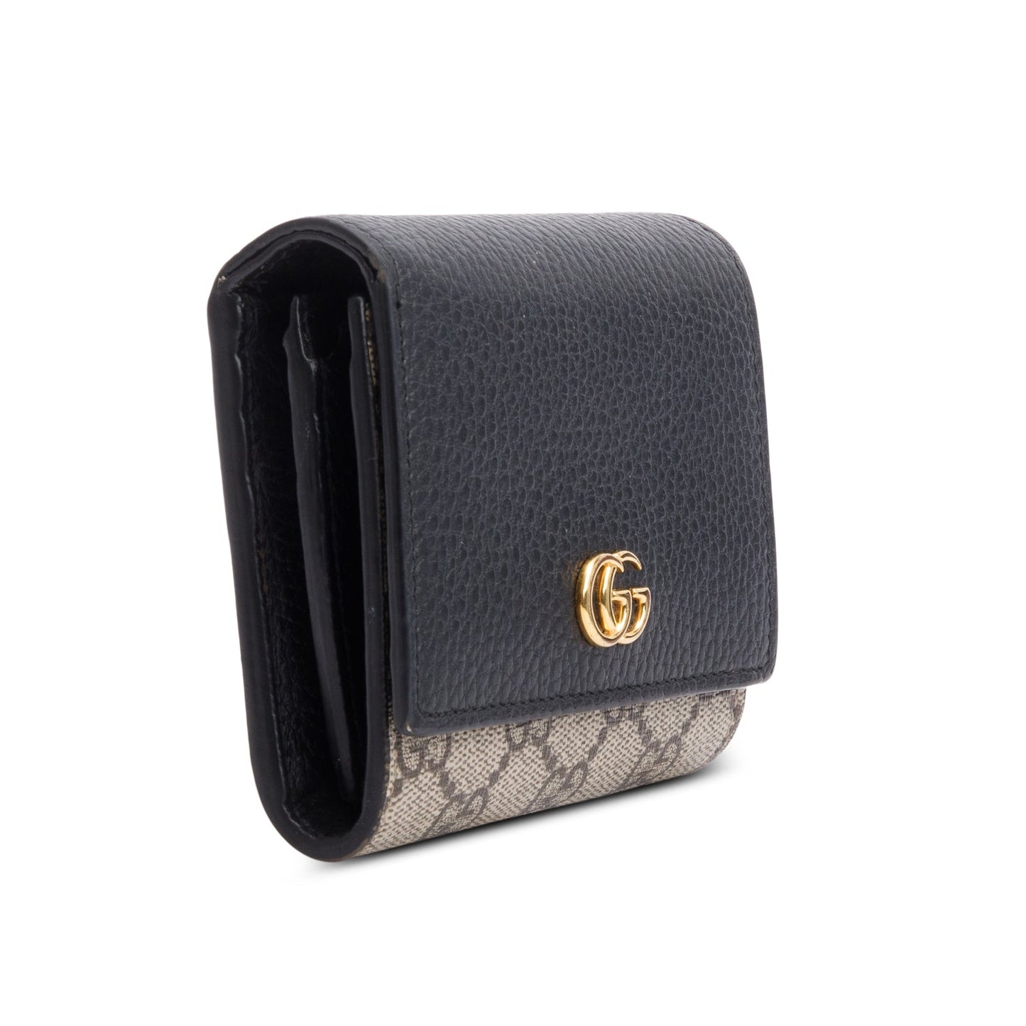 Gucci GG Supreme Canvas & Black Leather GG Marmont Wallet