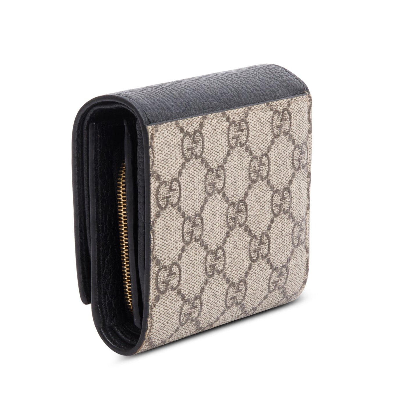 Gucci GG Supreme Canvas & Black Leather GG Marmont Wallet