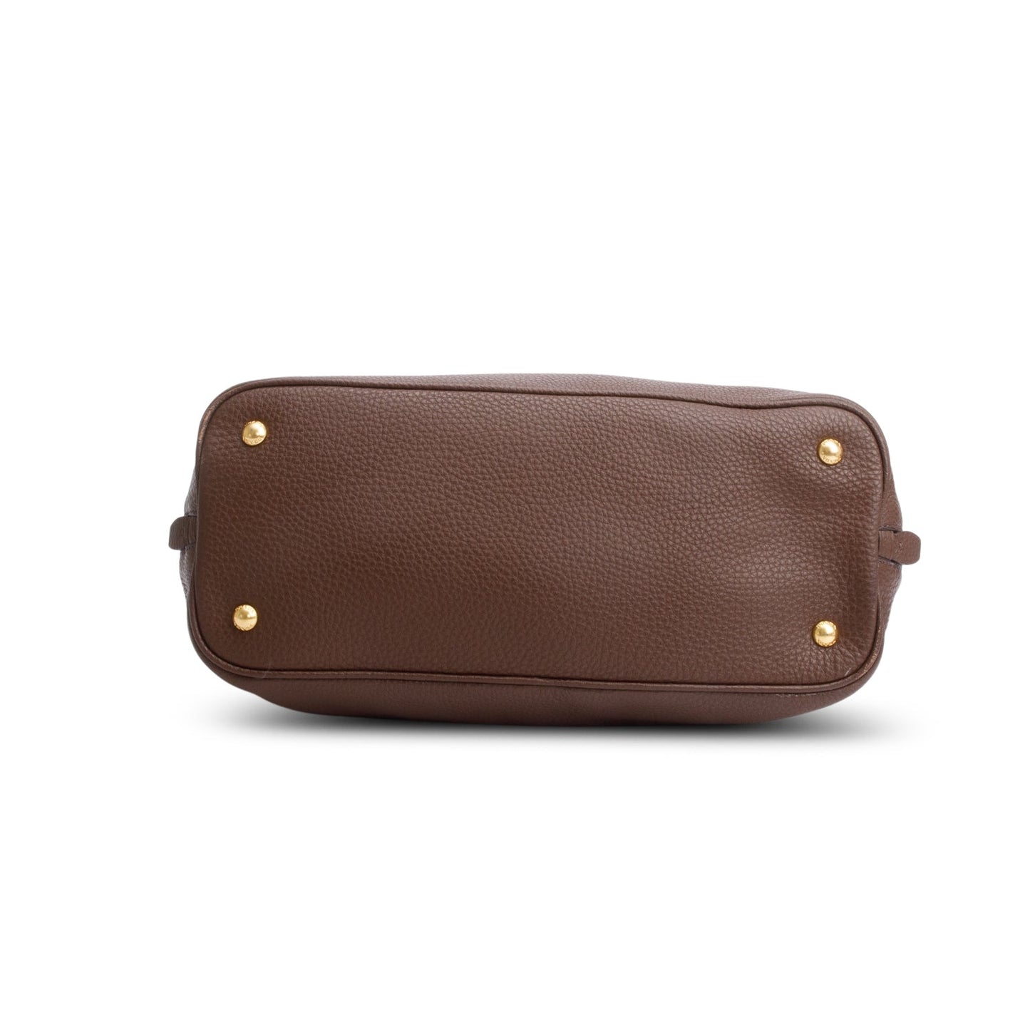 Prada Brown Vitello Daino Leather Side Zip Shopping Tote