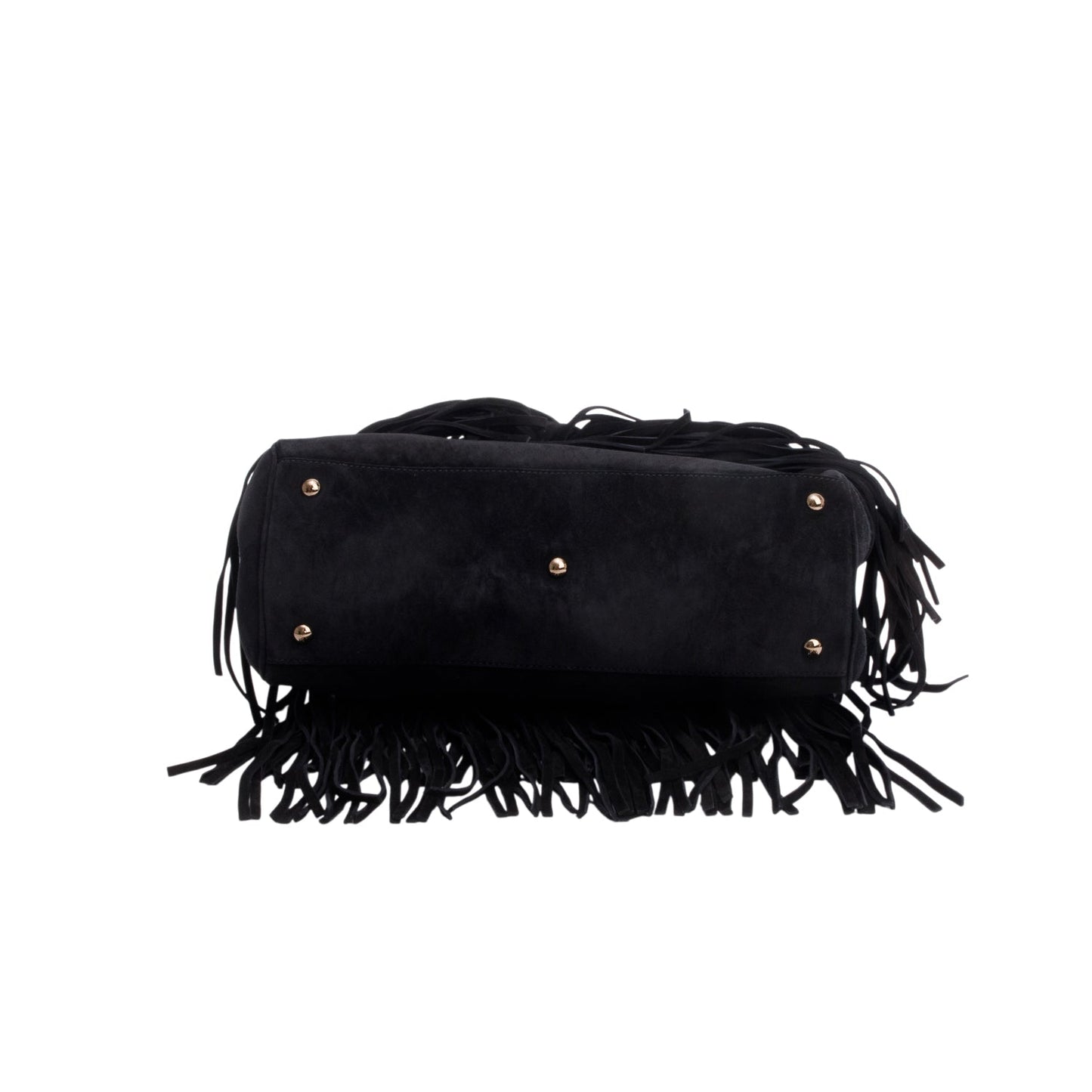 Gucci Black Suede Bamboo Fringe Medium Shopper Tote