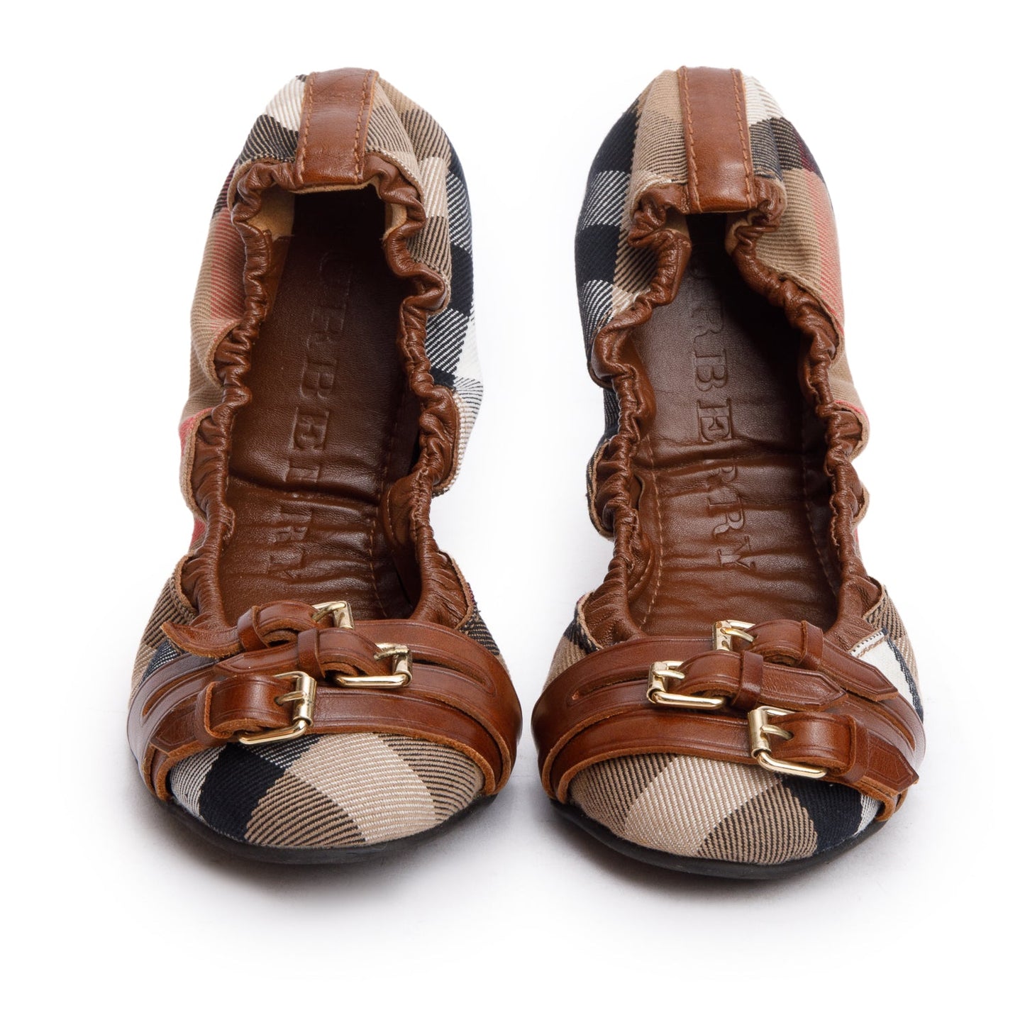 Burberry Bridle House Check Falcony Ballerina Shoes, Size 6