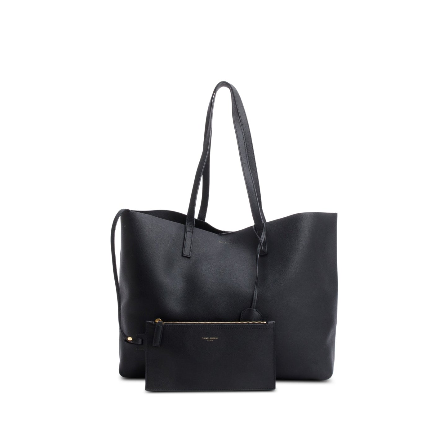 Saint Laurent Black Leather E/W Shopping Tote