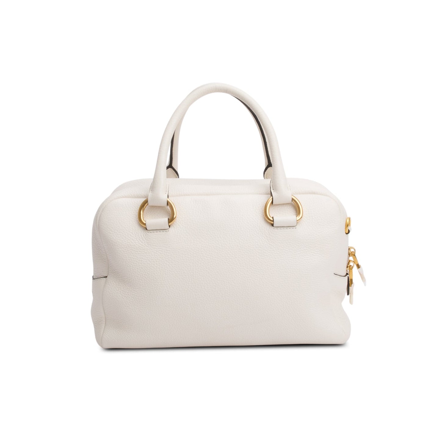 Prada Cream Vitello Phenix Convertible Bauletto Bag