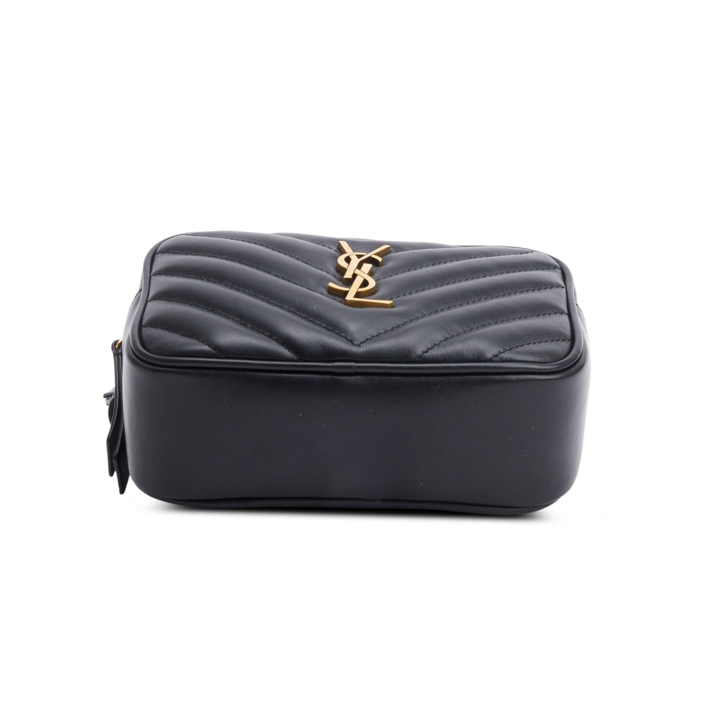 Saint Laurent 2023 Black Chevron Leather Lou Camera Belt Bag
