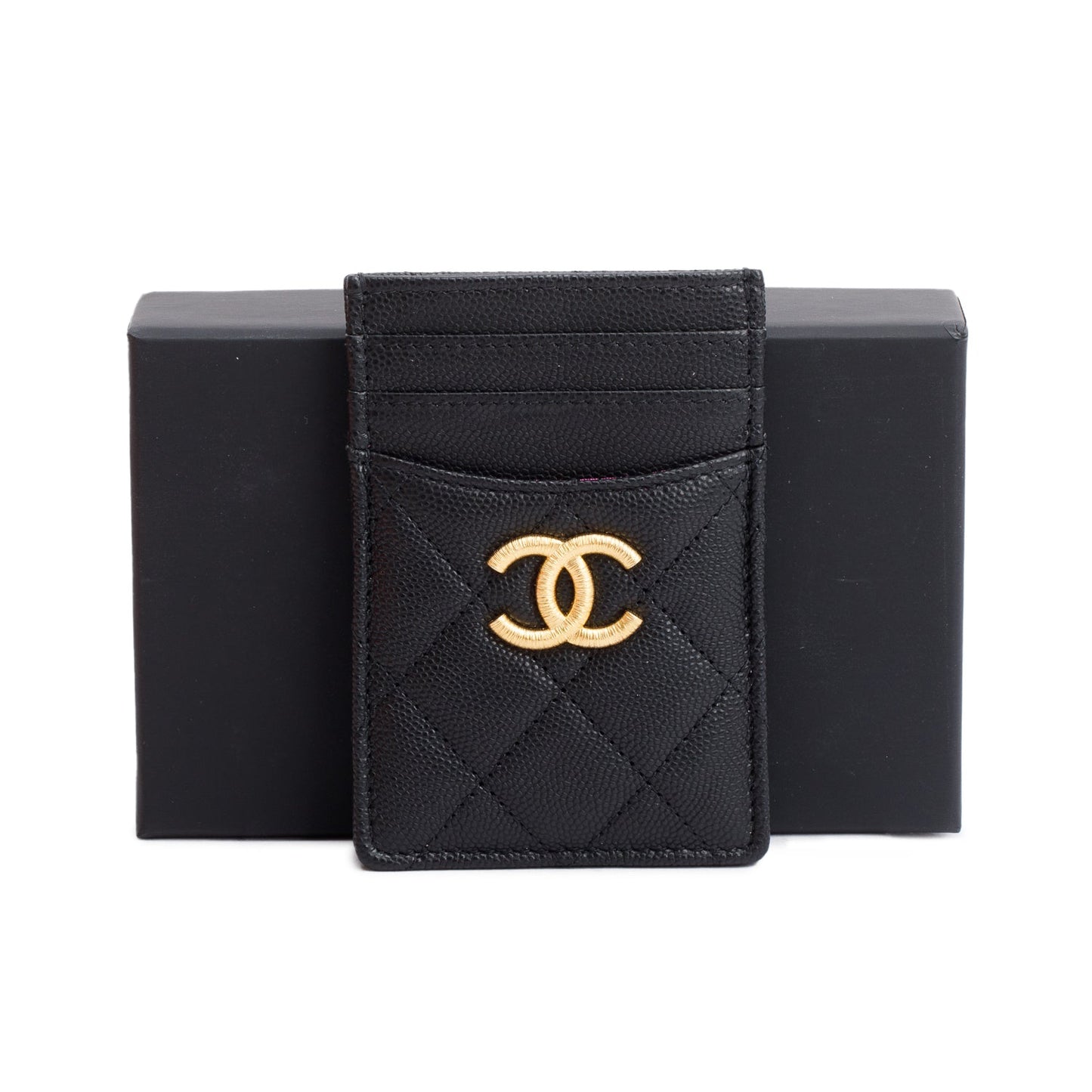 Chanel Black Quilted Caviar Card Holder