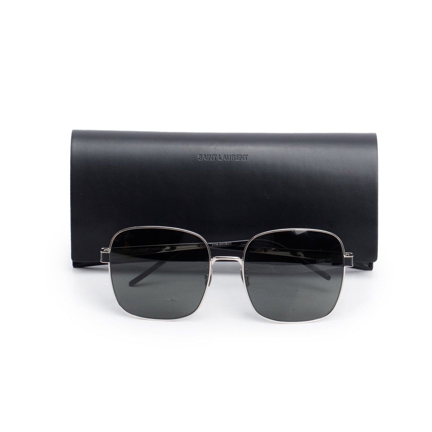Saint Laurent Silver Tone SL M75 Square Aviator Sunglasses