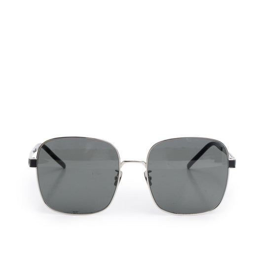 Saint Laurent Silver Tone SL M75 Square Aviator Sunglasses