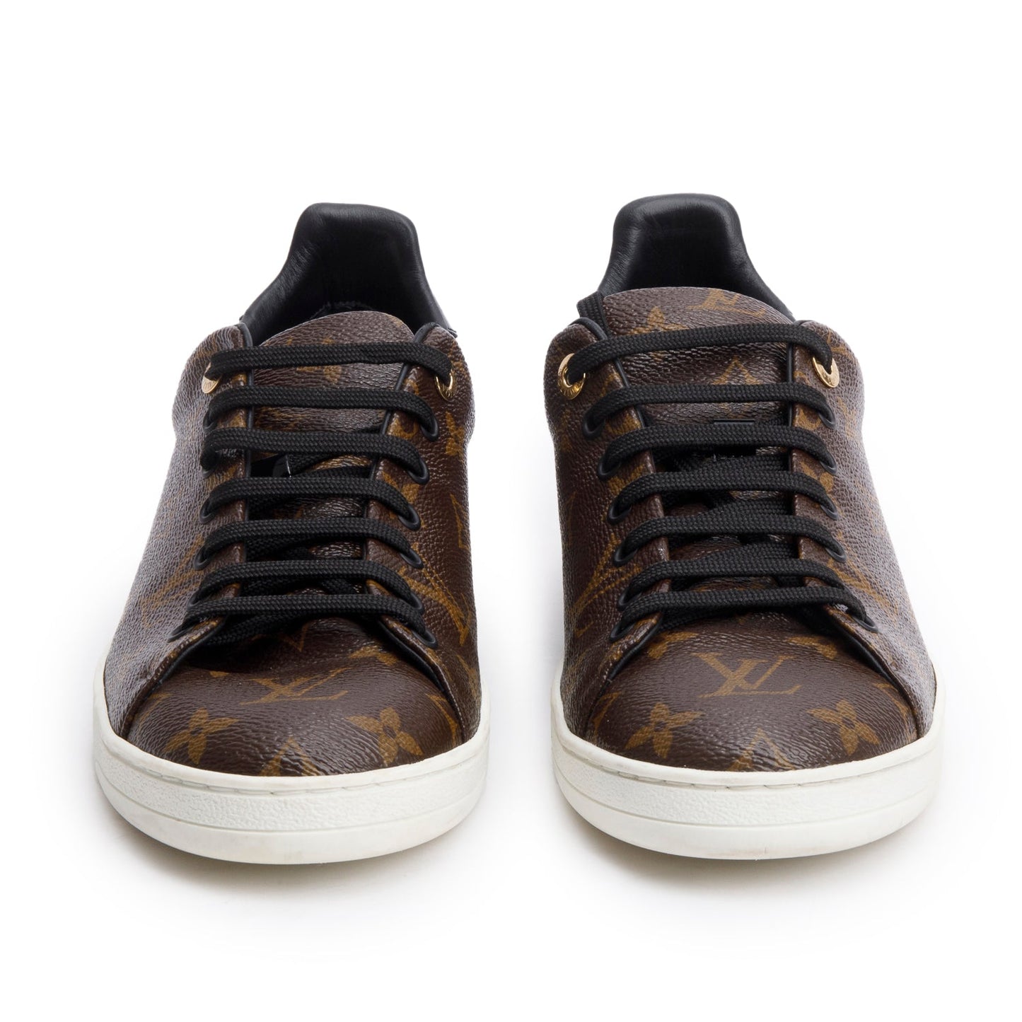 Louis Vuitton 2020  Monogram Canvas Black Patent Leather Frontrow Sneakers, Men's Size 42