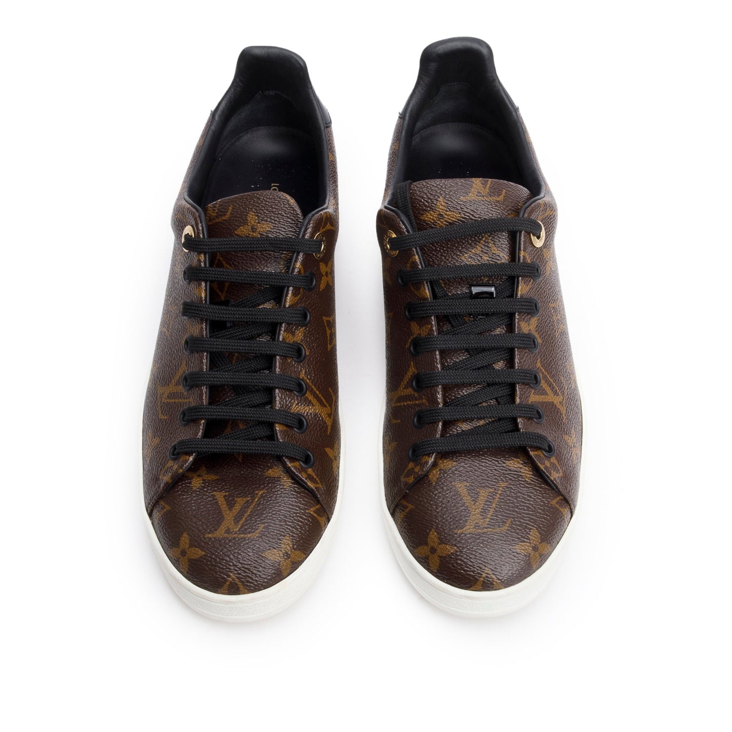Louis Vuitton 2020  Monogram Canvas Black Patent Leather Frontrow Sneakers, Men's Size 42