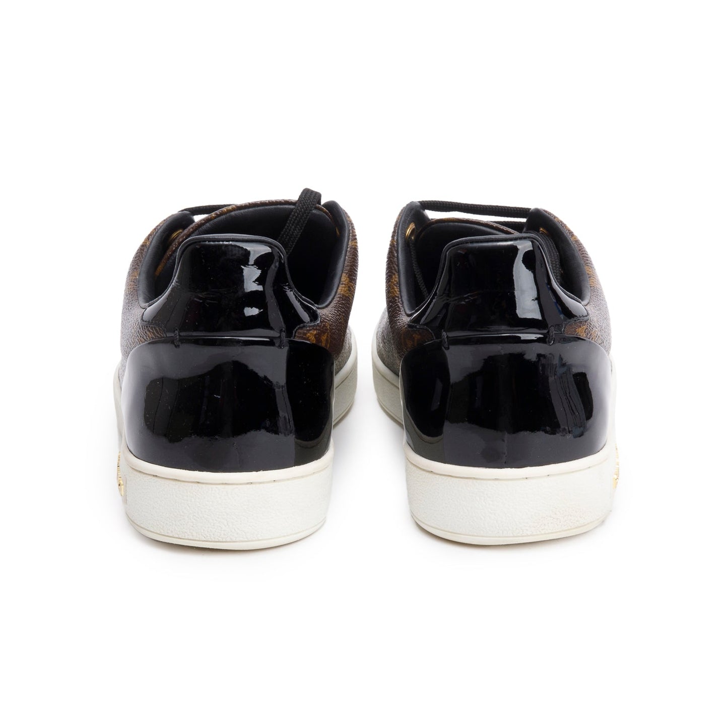 Louis Vuitton 2020  Monogram Canvas Black Patent Leather Frontrow Sneakers, Men's Size 42
