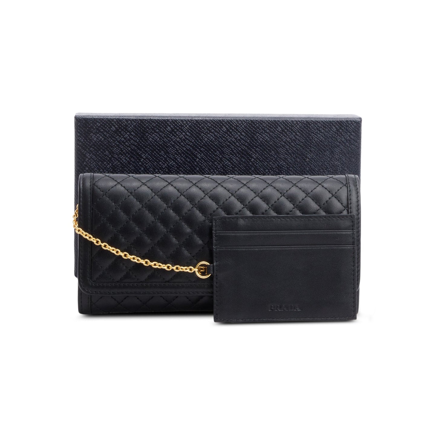 Prada Black Soft Calfskin Quilted Continental Wallet