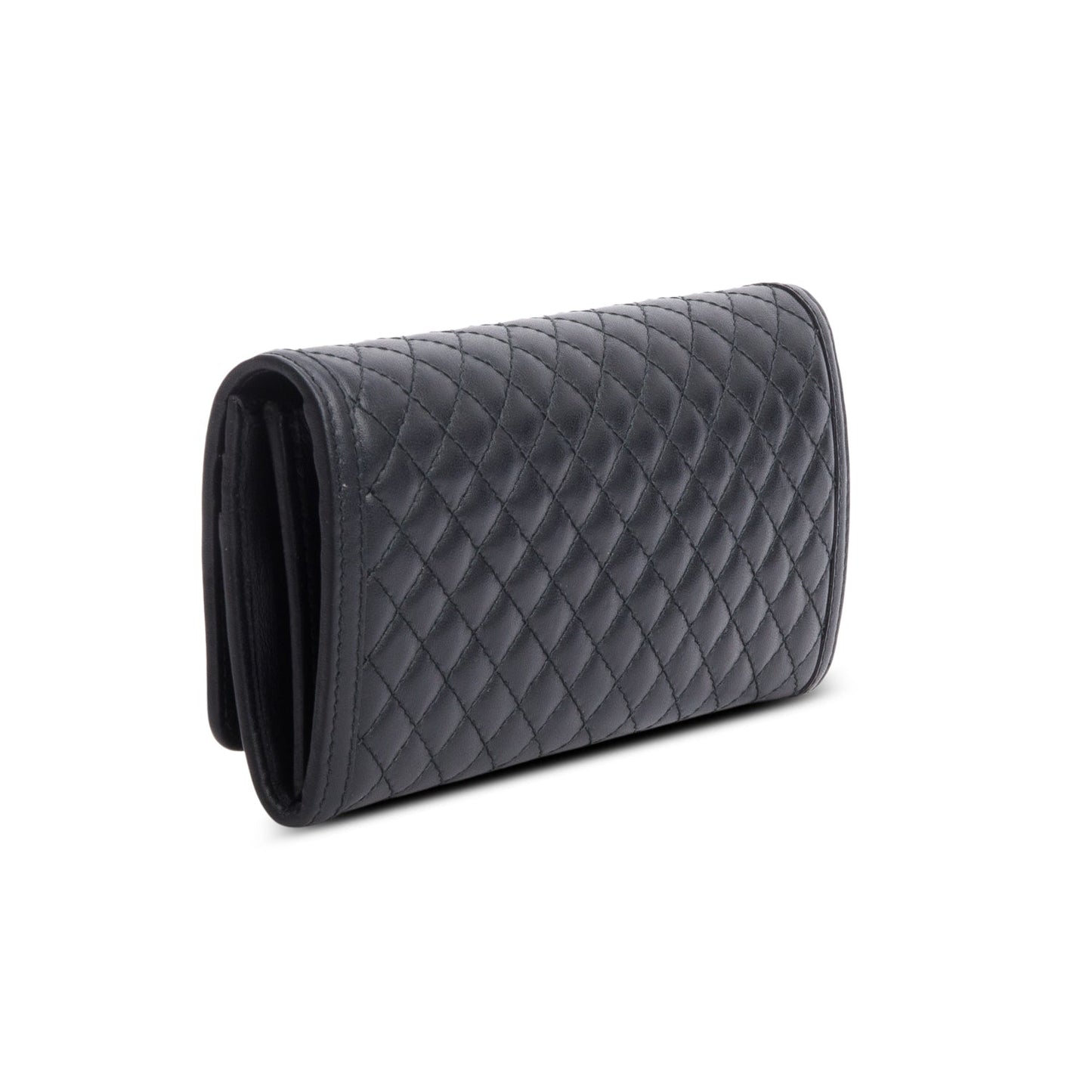 Prada Black Soft Calfskin Quilted Continental Wallet
