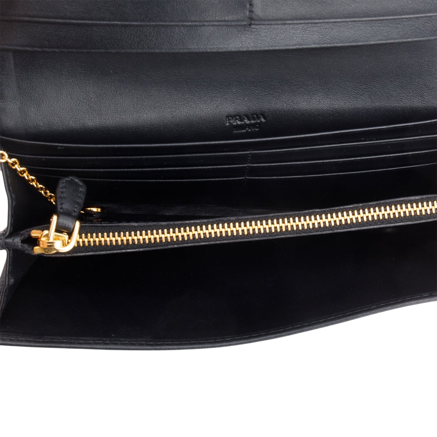 Prada Black Soft Calfskin Quilted Continental Wallet