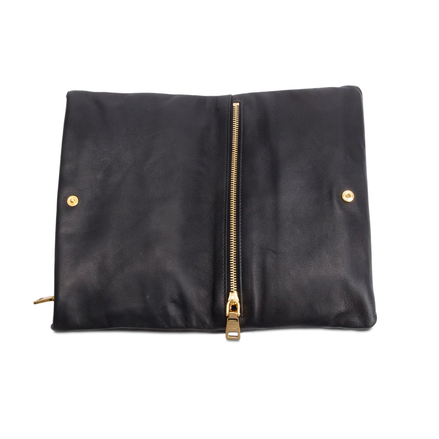 Prada Black Nappa Ricamo Flap Clutch
