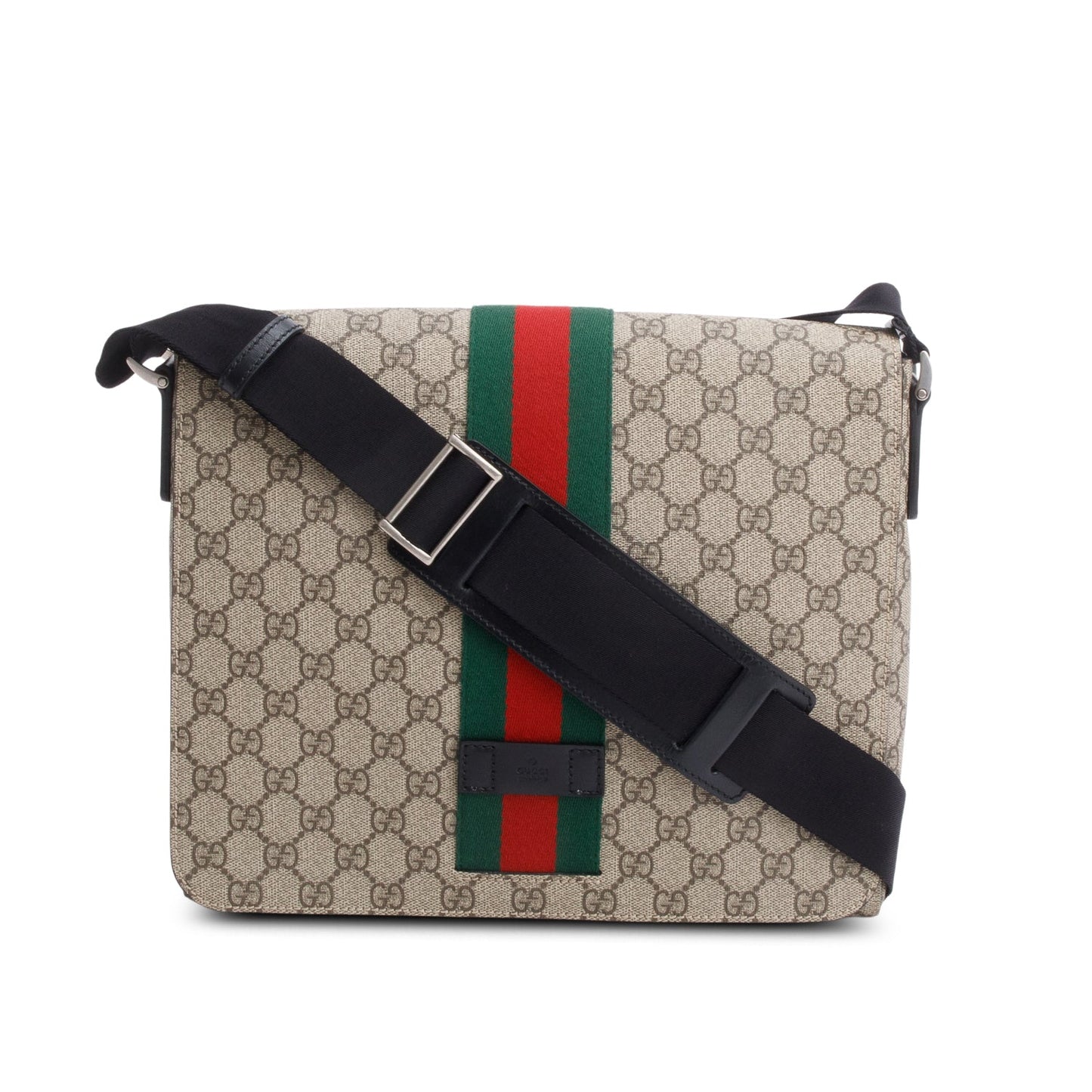 Gucci GG Supreme Monogram Web Flap Messenger Bag
