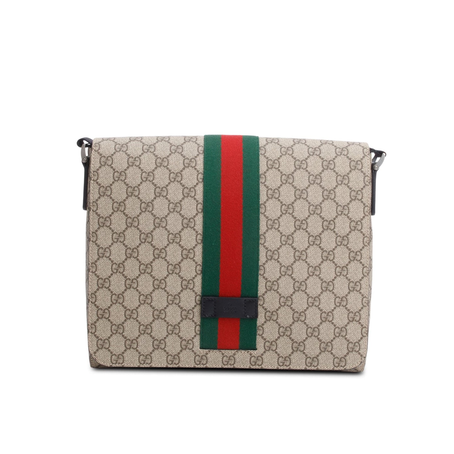 Gucci GG Supreme Monogram Web Flap Messenger Bag