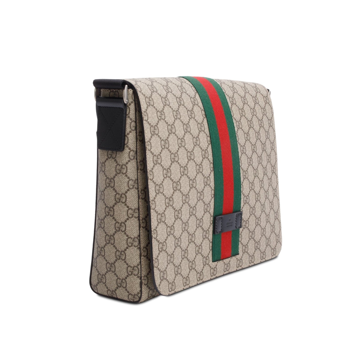Gucci GG Supreme Monogram Web Flap Messenger Bag