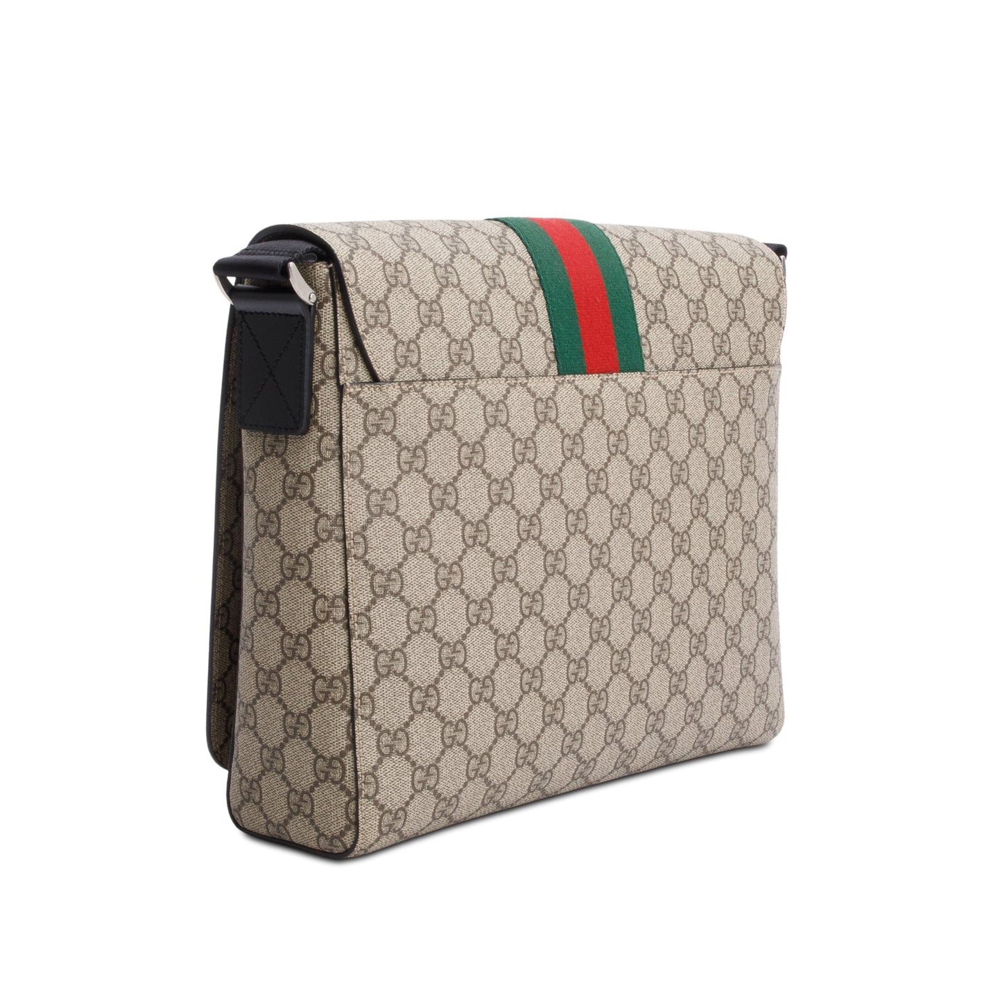 Gucci GG Supreme Monogram Web Flap Messenger Bag