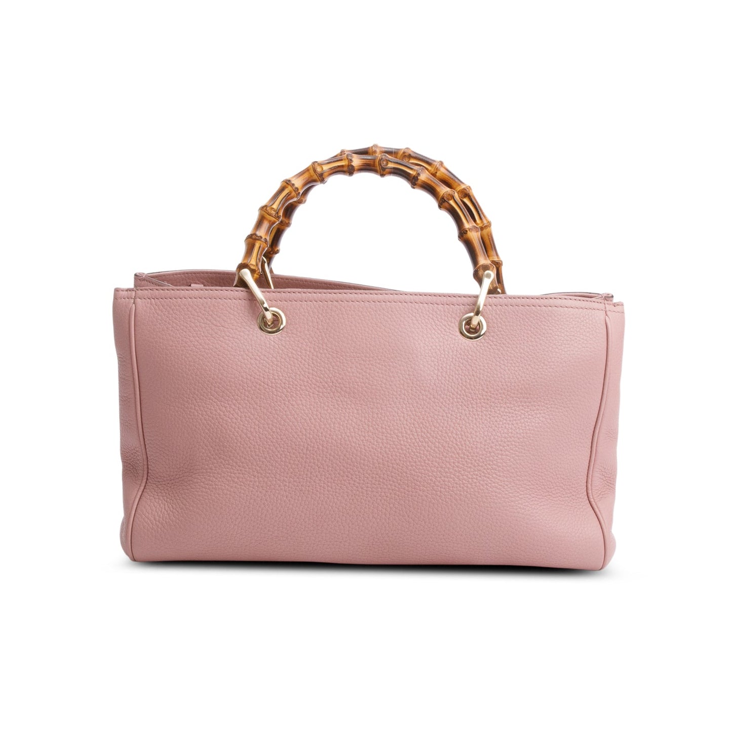 Gucci Pink Pebbled Calfskin Leather Medium Bamboo Shopper Tote