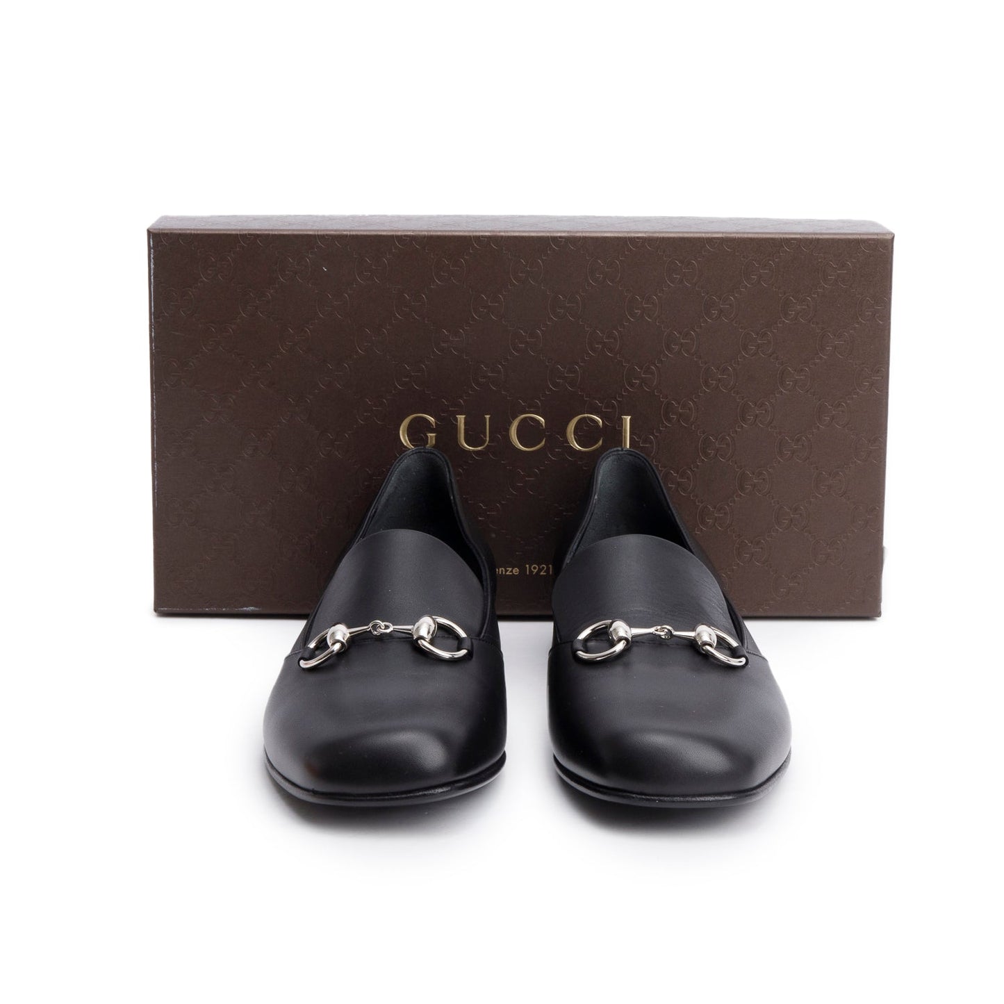 Gucci Black Calfskin Leather Horsebit Accent Loafers, Size 40